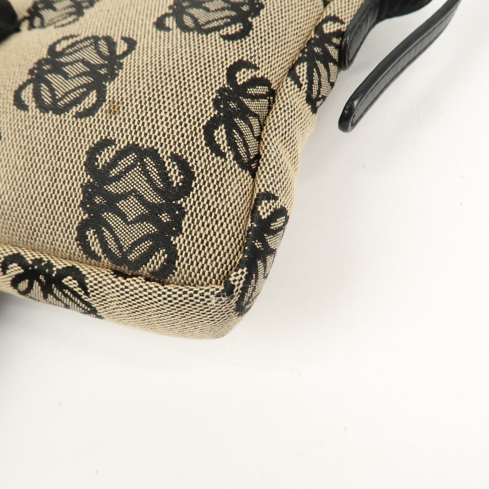 LOEWE Anagram Canvas Leather Accessory Pouch Shoulder Bag Beige