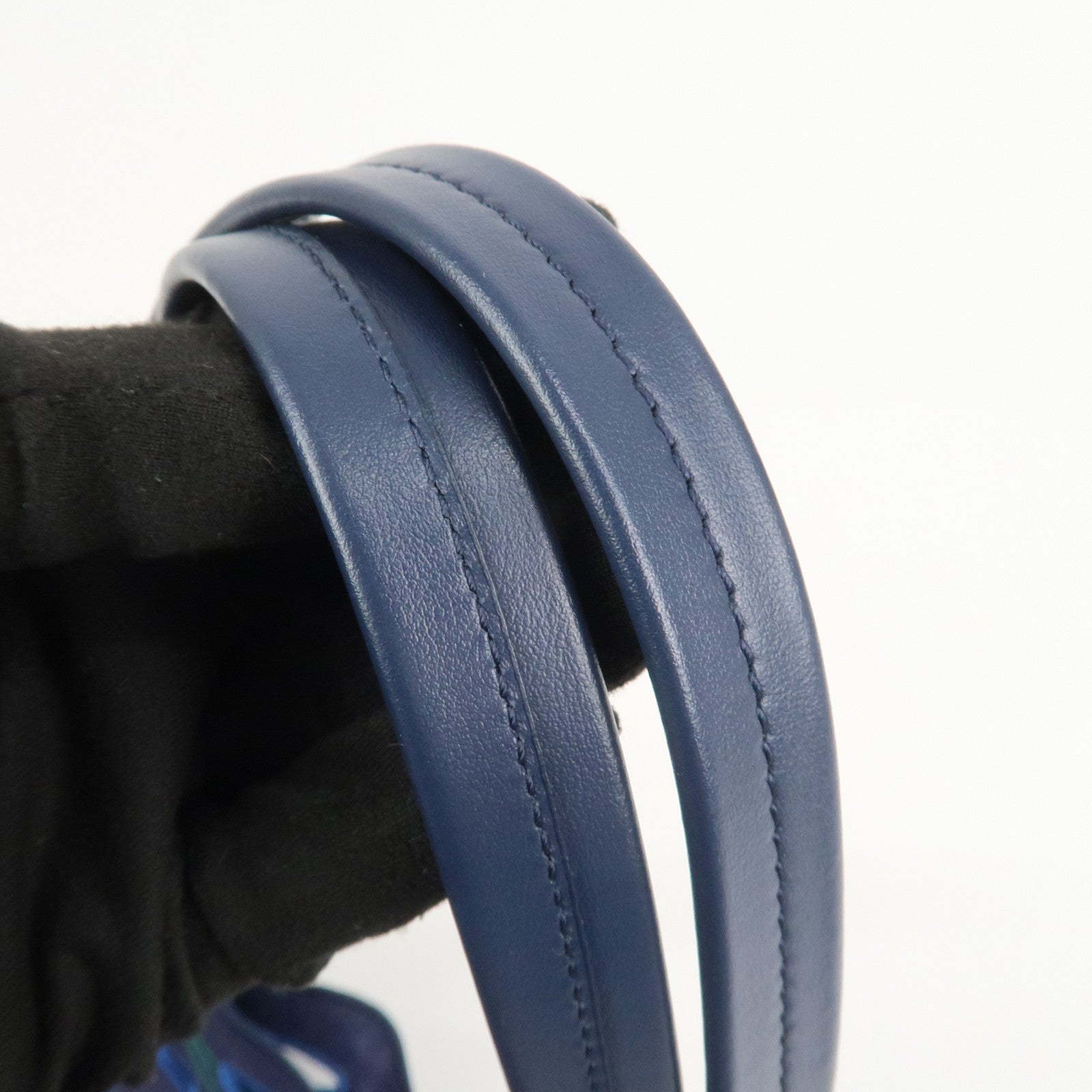 Chloe Kamilla Canvas Leather Tote Bag Shoulder Bag Navy Multicolor