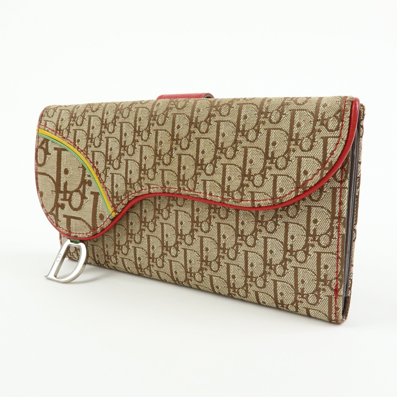 Christian Dior Rasta Trotter Canvas Leather Saddle Long Wallet