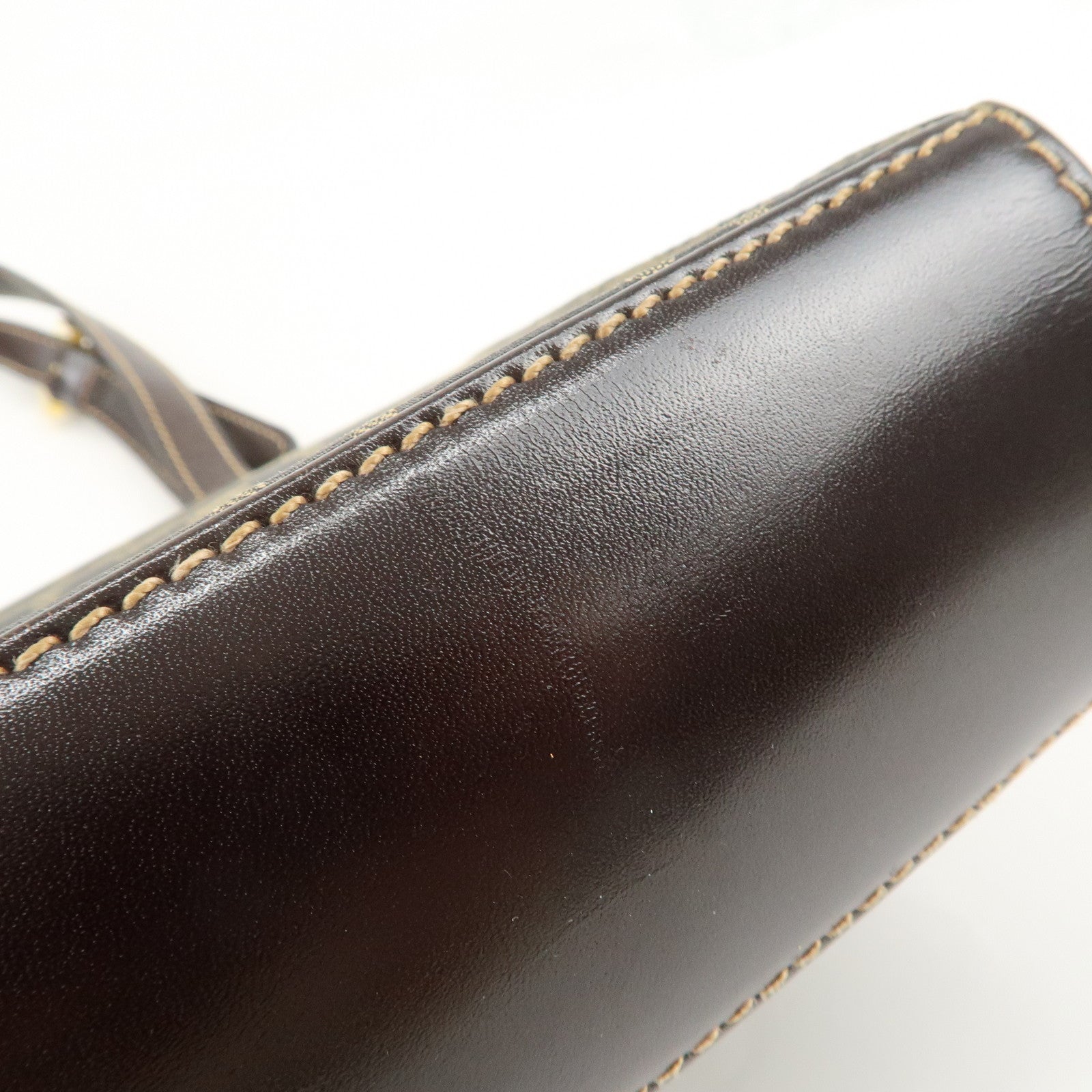 FENDI Zucca Canvas Leather Shoulder Bag Hand Bag Brown Black