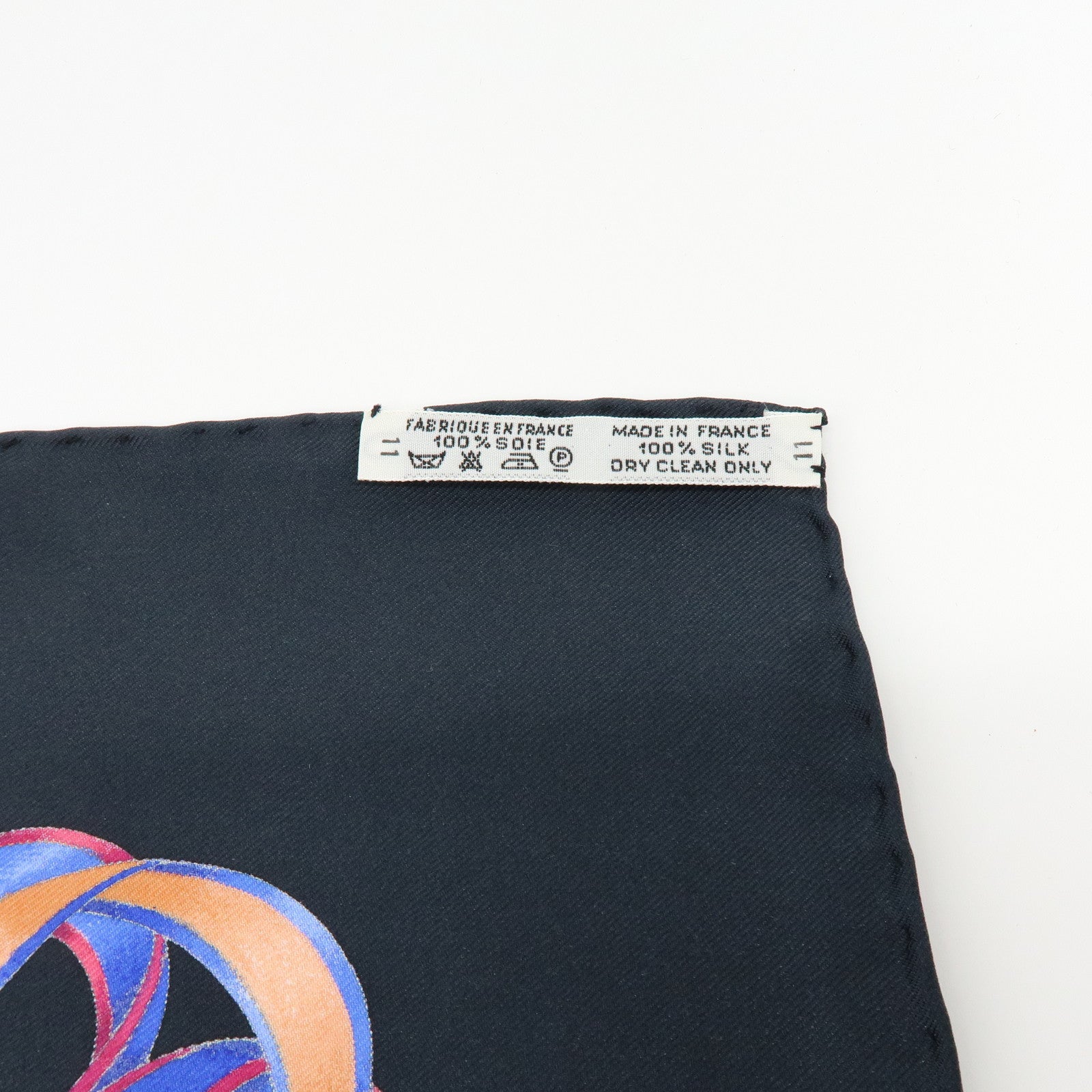 HERMES Carre 90 Silk 100% Scarf LES RUBANS DU CHEVAL Black