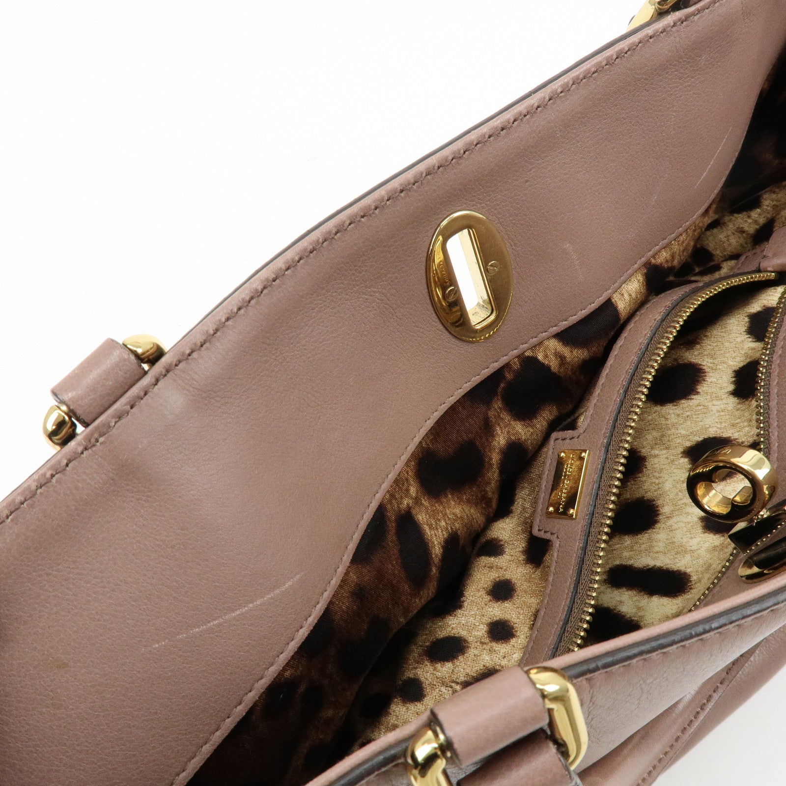 Dolce & Gabbana Leather 2Way Bag Hand Bag Shoulder Bag Brown