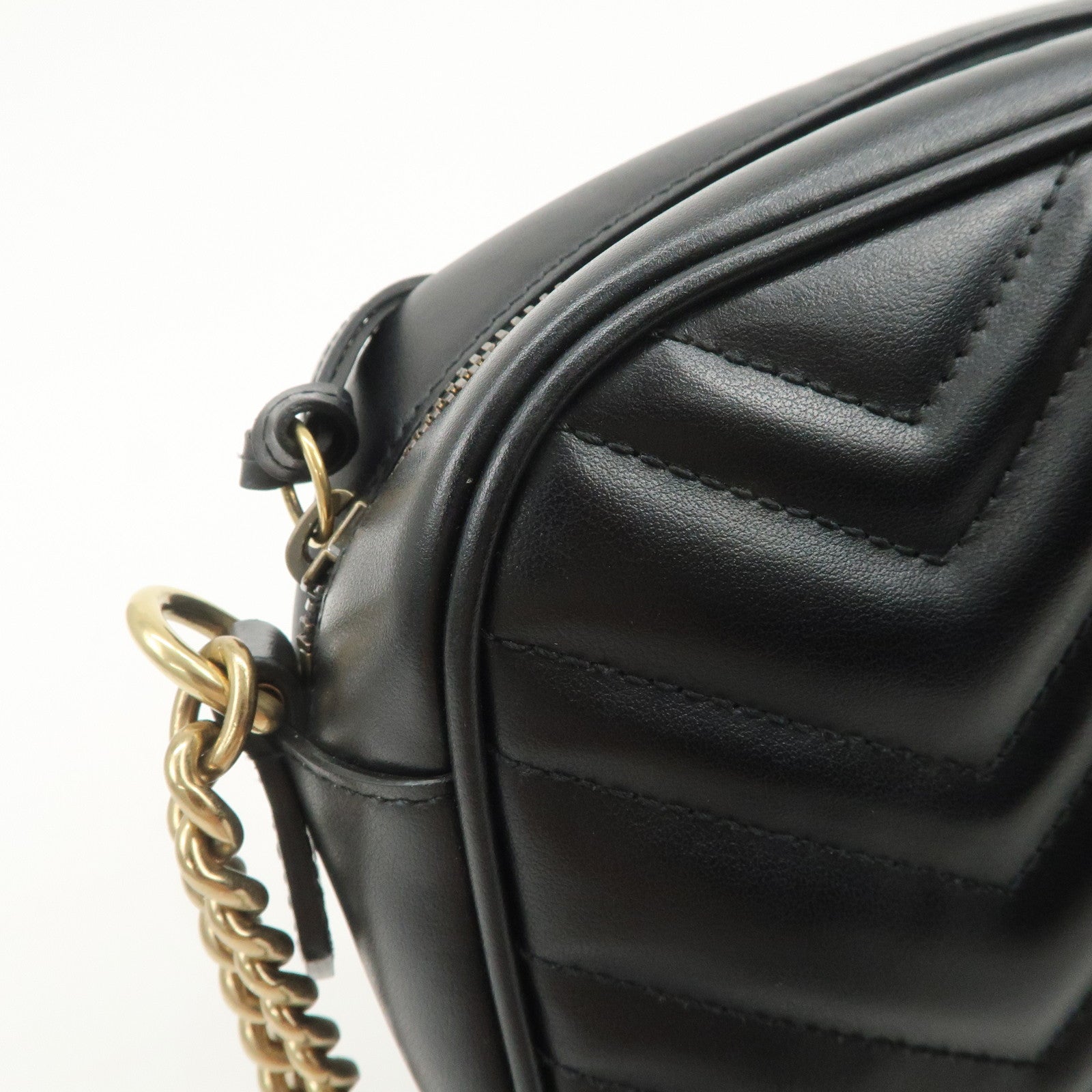 GUCCI GG Marmont Leather Shoulder Bag Crossbody Bag Black 447632