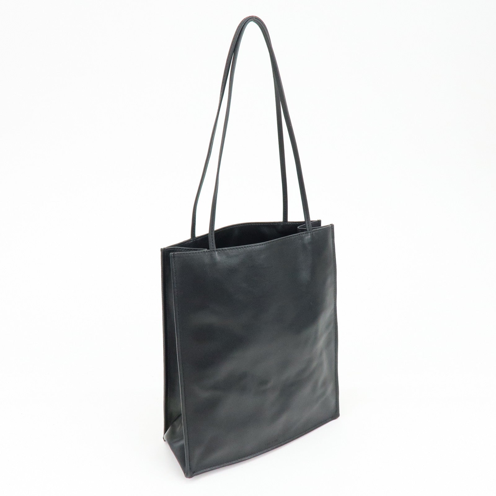 THE ROW To Go Tote Large Lamb Skin Leather Tote Shoulder Bag Black