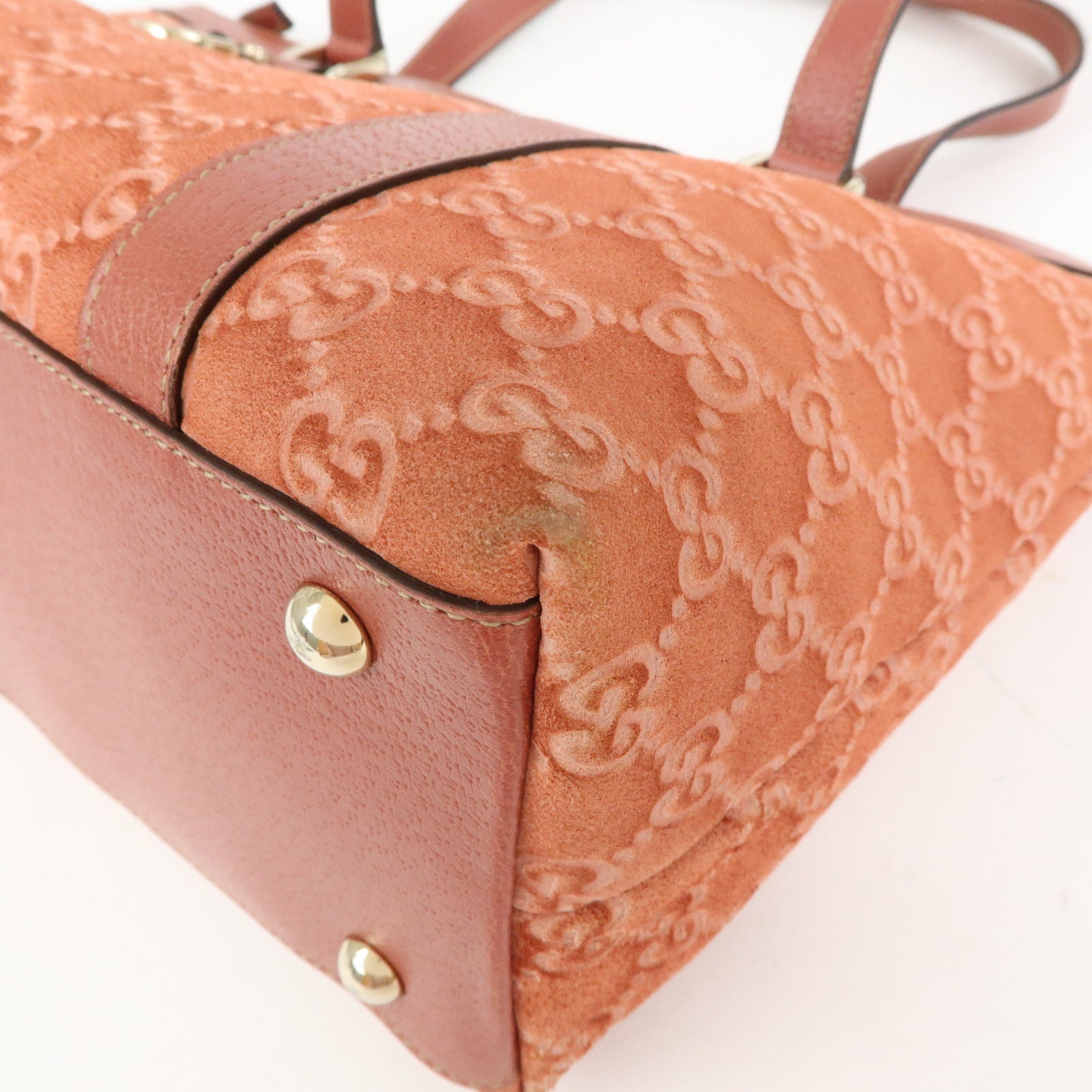GUCCI Abbey Suede Leather Tote Bag Hand Bag Pink 141470