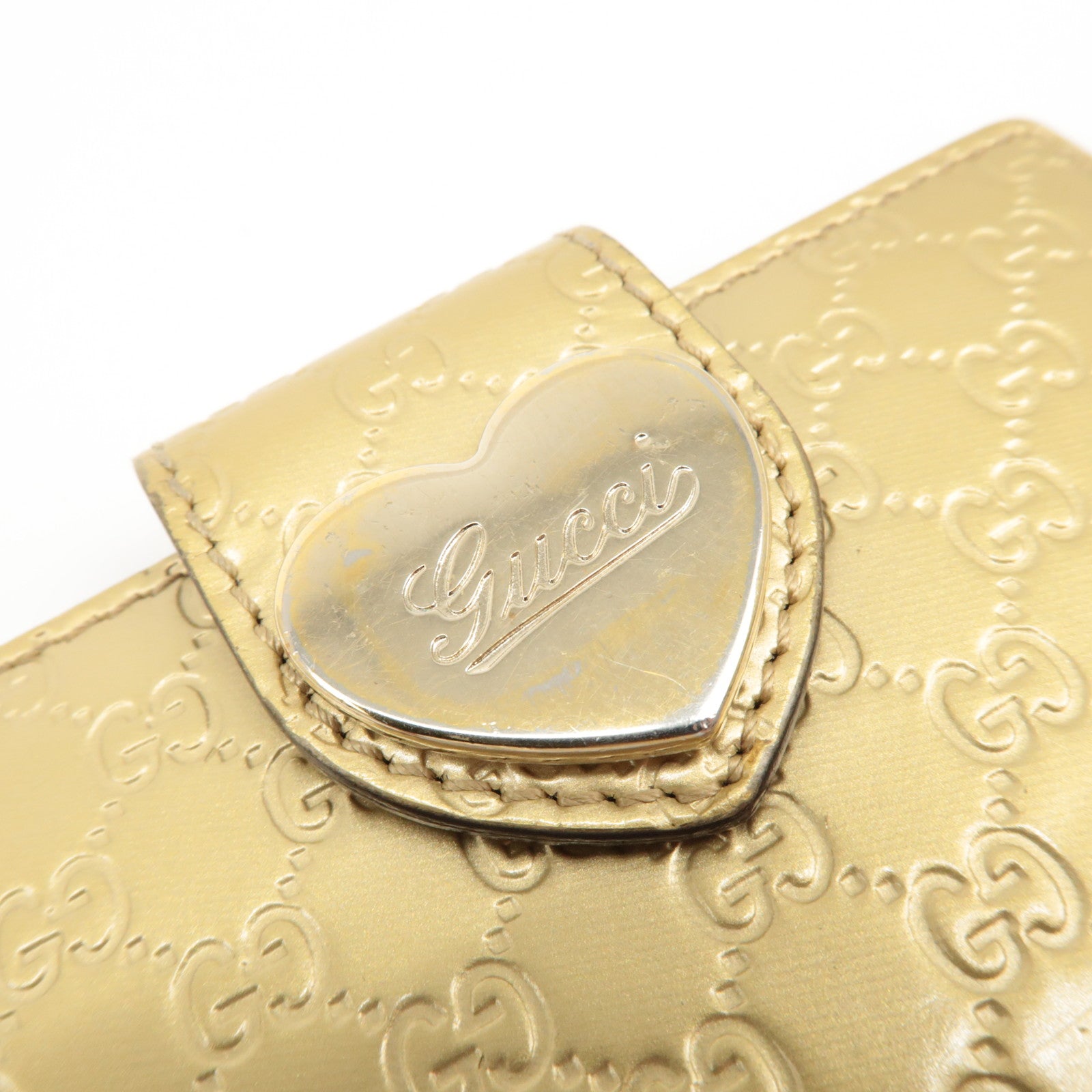 GUCCI Micro Guccissima Leather Card Case Gold 224261 Used