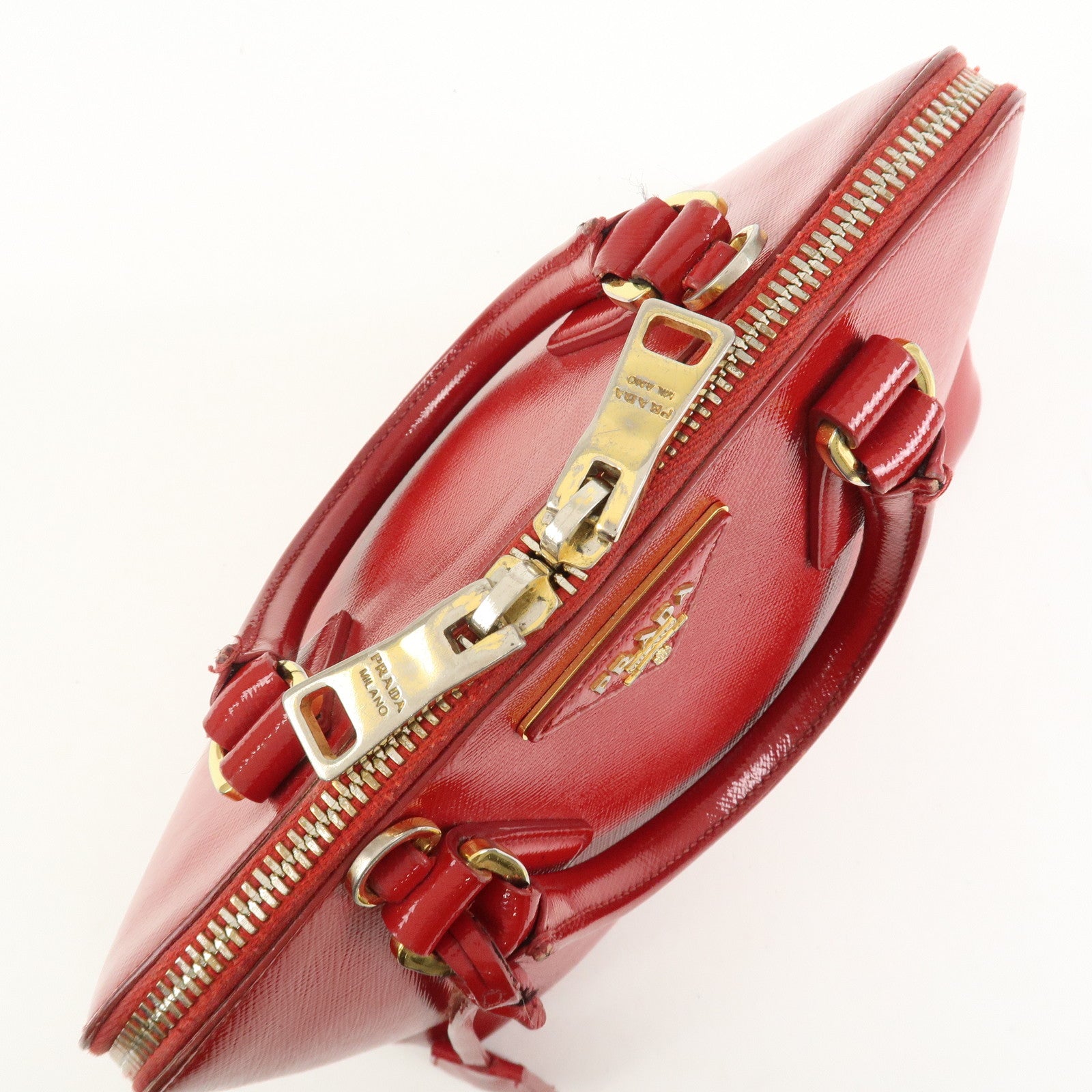 PRADA Promenade Small Leather 2Way Hand Shoulder Bag Red BL0838