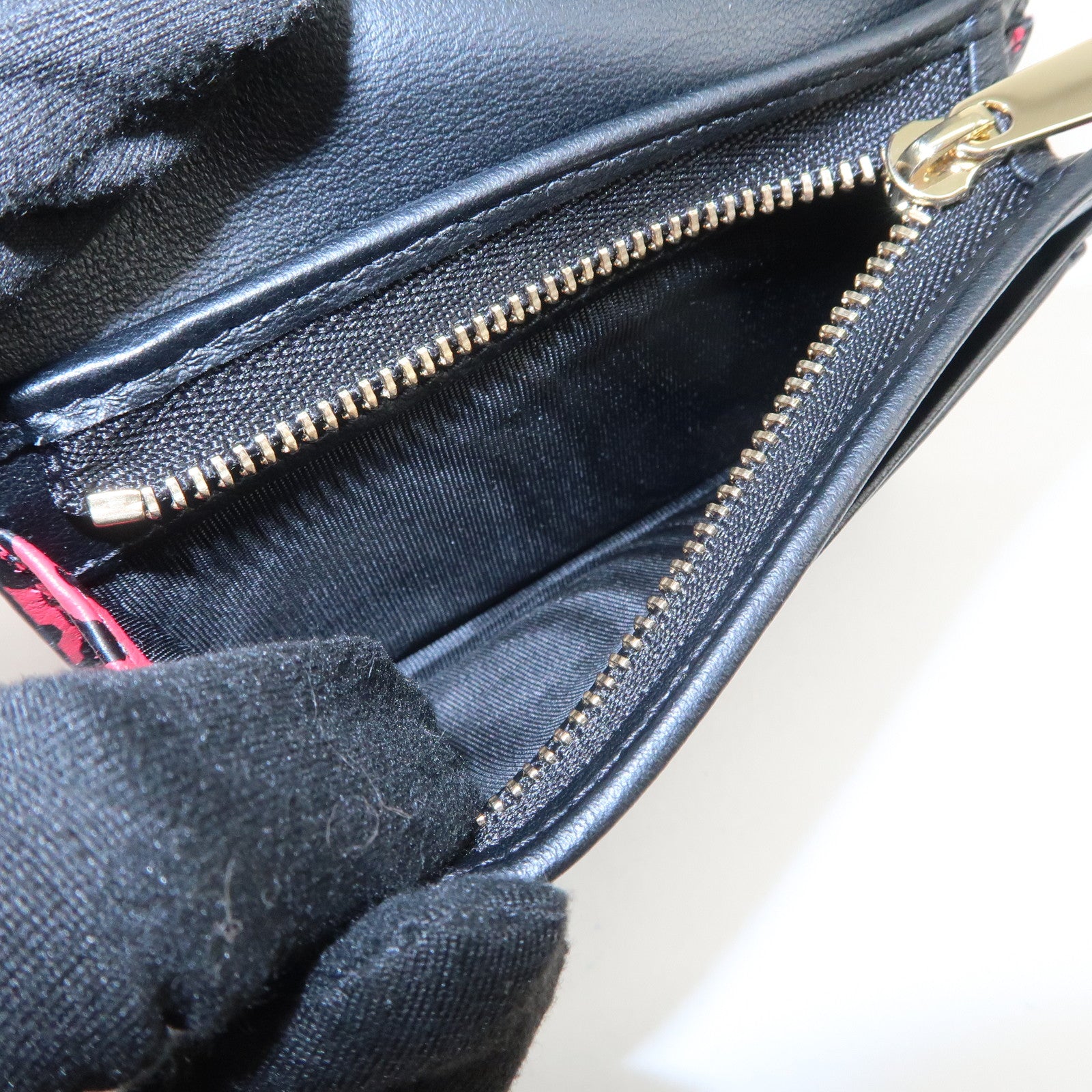 Christian Dior Leopard Embossed Leather Bi-fold Compact Wallet Pink