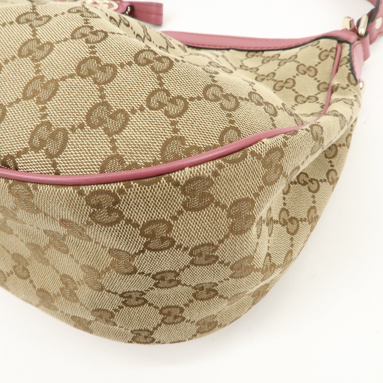 GUCCI Sukey Interlocking G GG Canvas Leather Shoulder Bag Beige