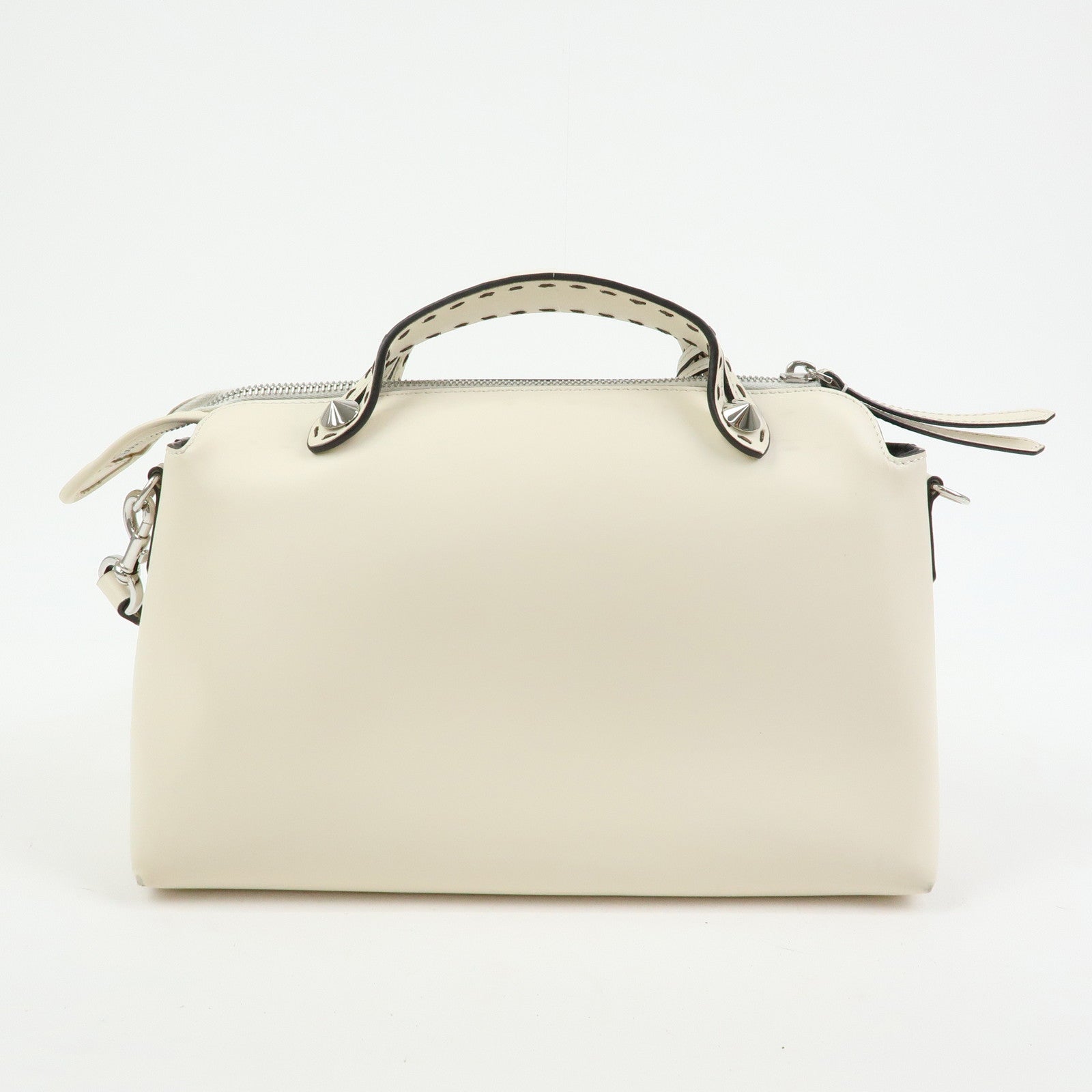 FENDI By The Way Leather Medium 2Way Bag Shoulder Bag Ivory 8BL146