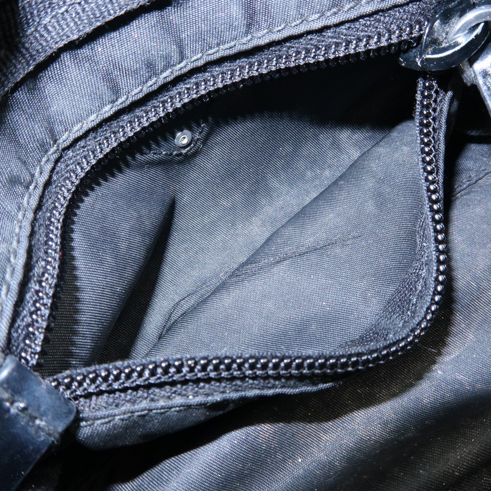 PRADA Triangle Logo Nylon Leather Pouch Cosmetic Case Black