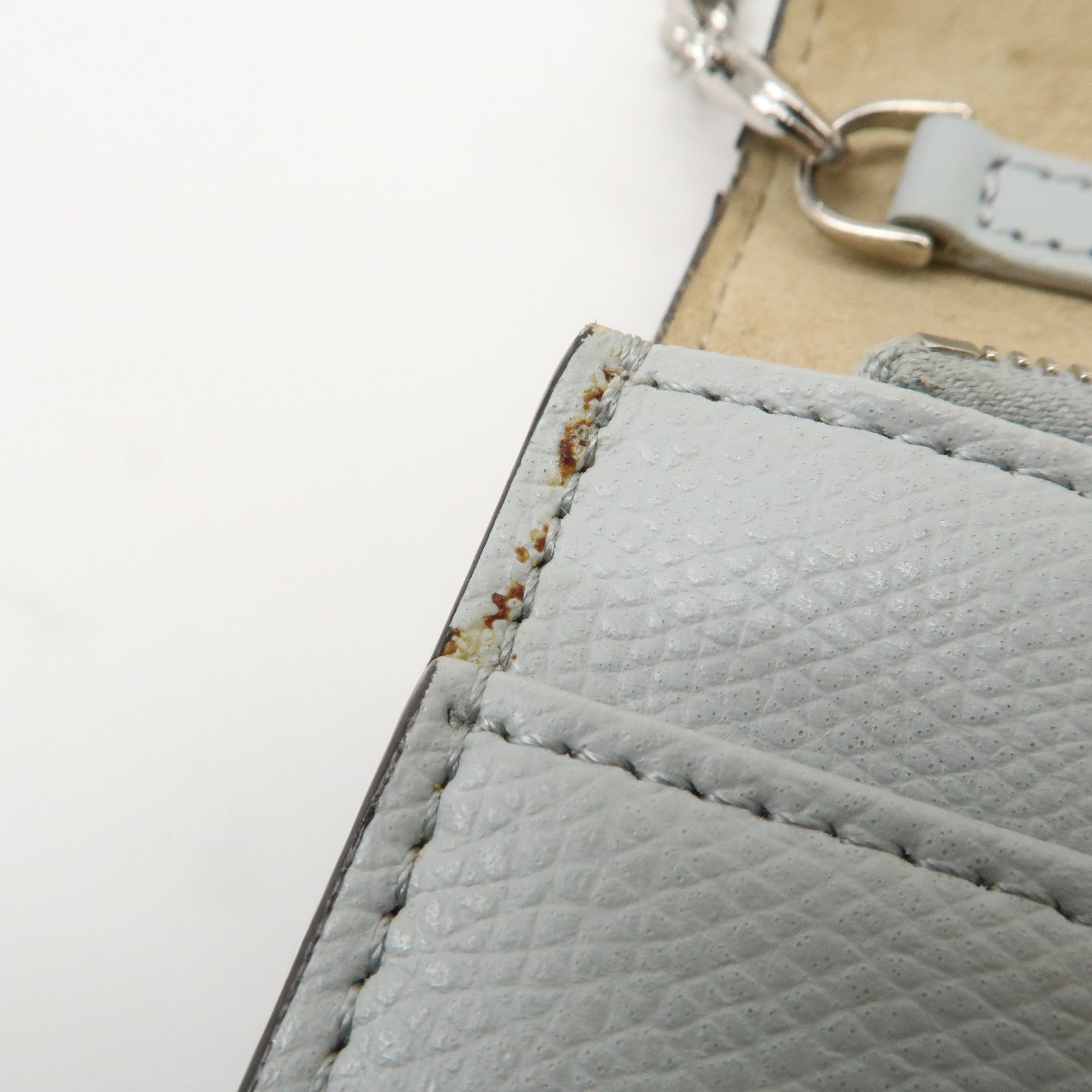 FENDI Logo Leather Monster Shoulder Bag Crossbody Bag Gray 8M0346