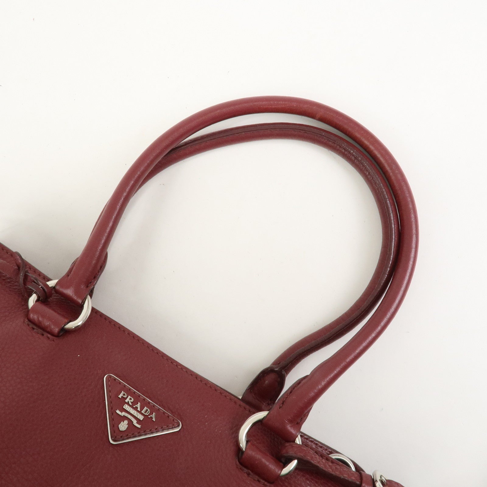 PRADA Triangle Logo 2Way Bag Hand Shoulder Bag Bordeaux 1BA853