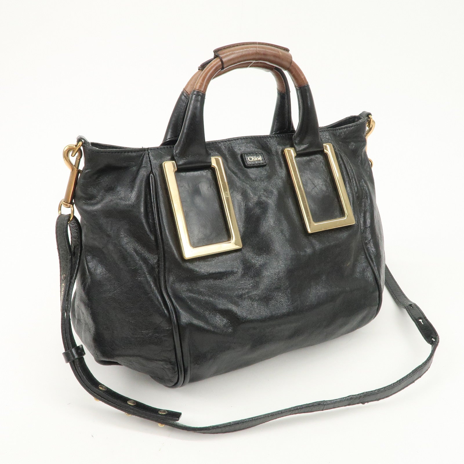 Chloe ETHEL Leather 2Way Hand Bag Shoulder Bag Crossbody Bag Black