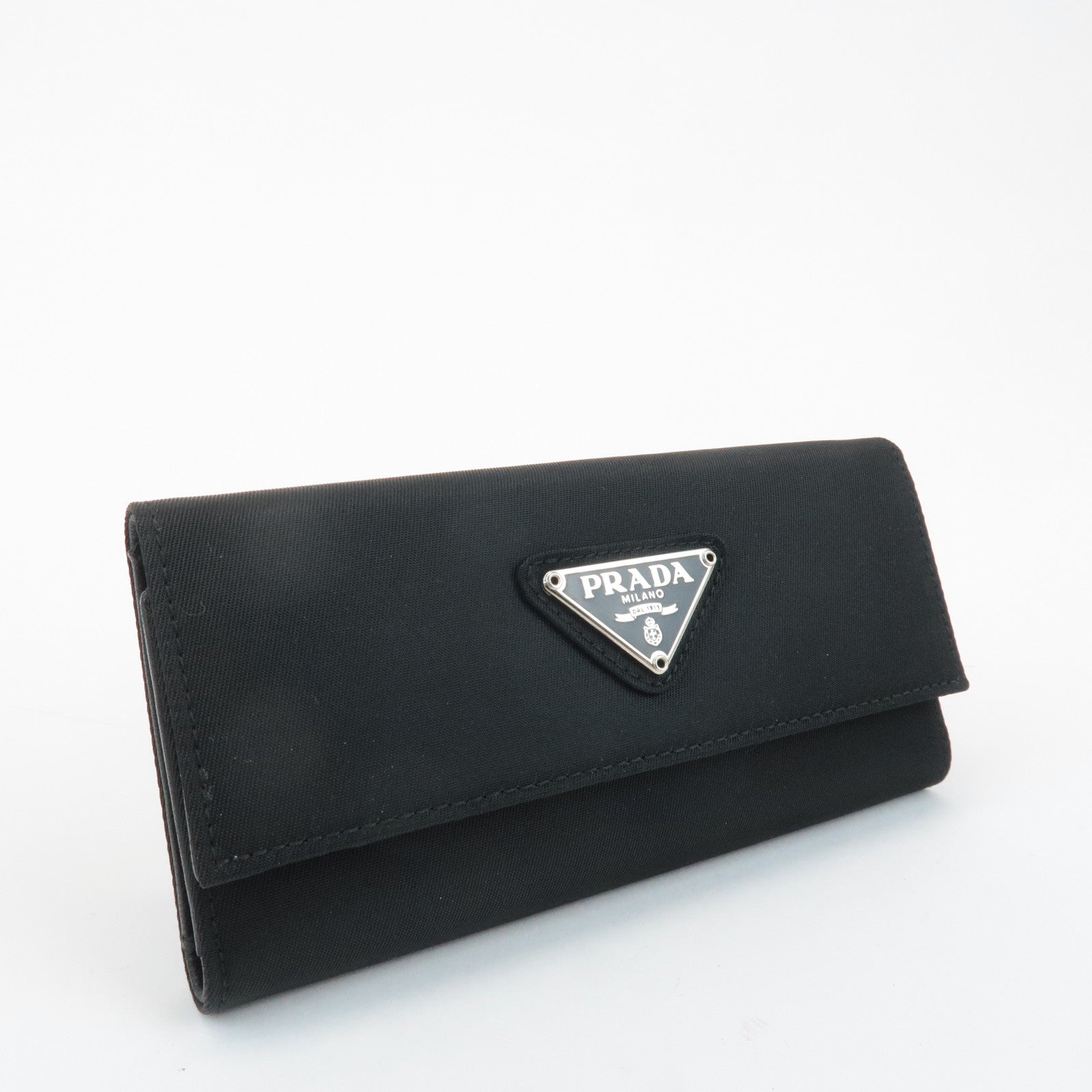 PRADA Triangle Logo Nylon 6 Key Case Key Holder Black M26X Used