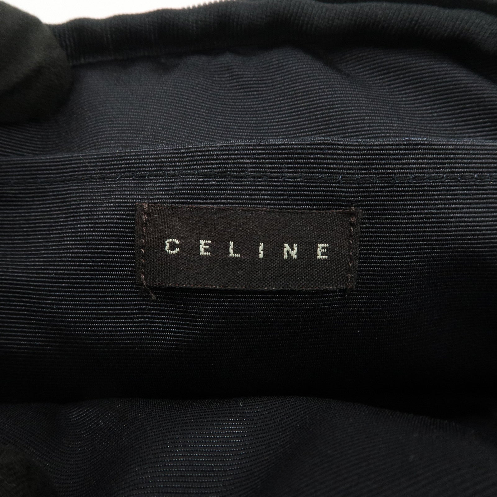 CELINE C Macadam Logo Canvas Leather Cosmetic Pouch Black