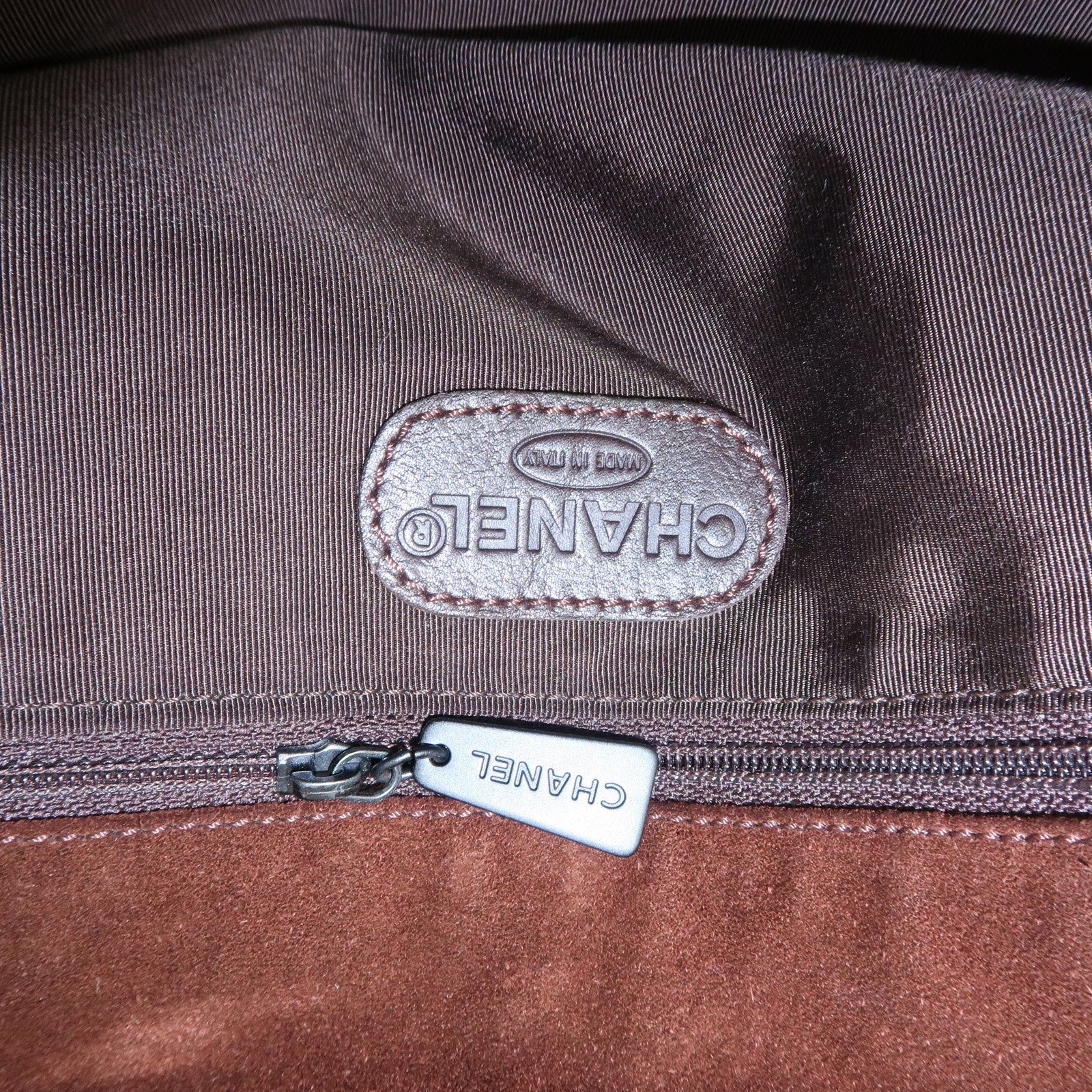CHANEL Suede Shoulder Bag Crossbody Bag Brown