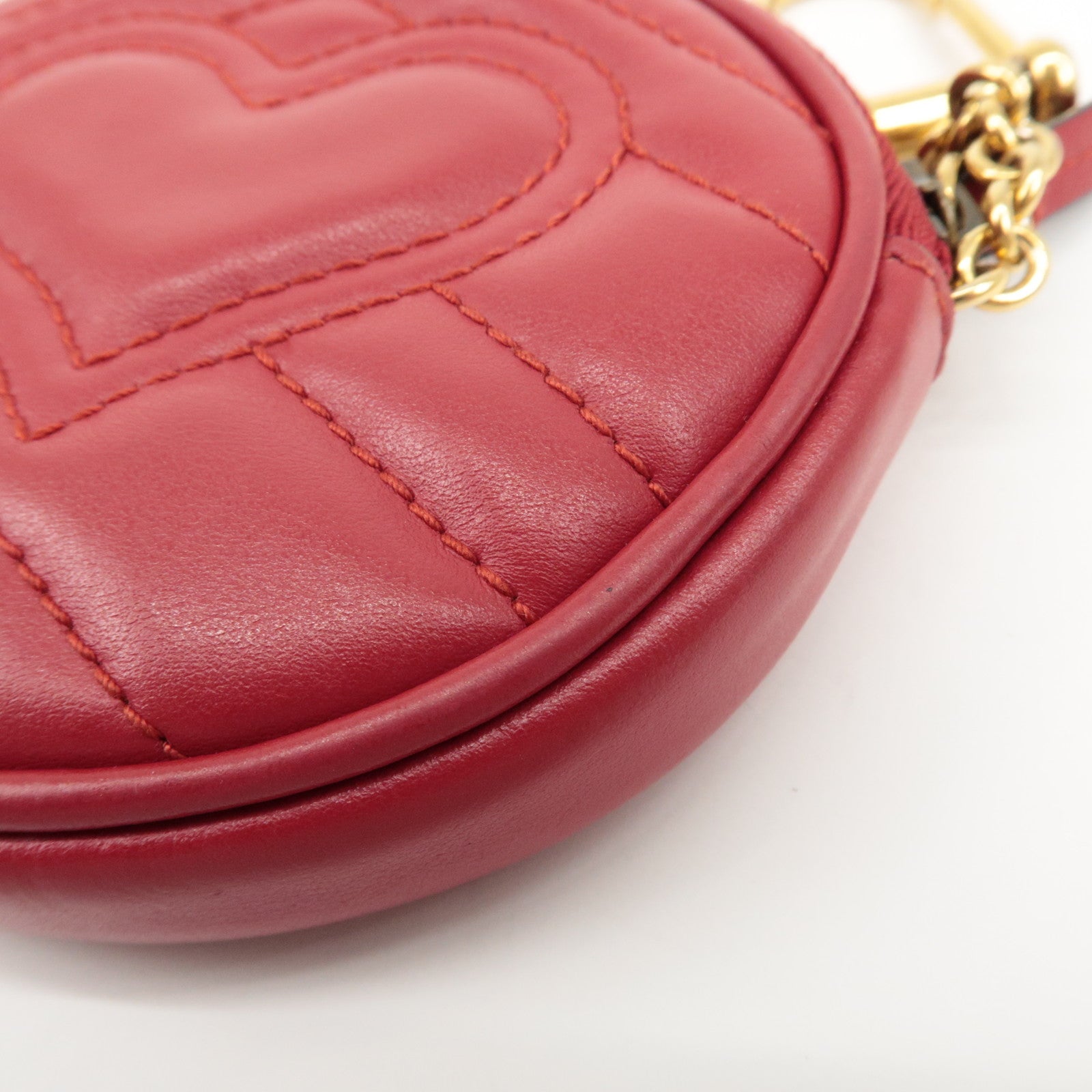 GUCCI GG Marmont Leather Round Coin Case Red 575160 Used