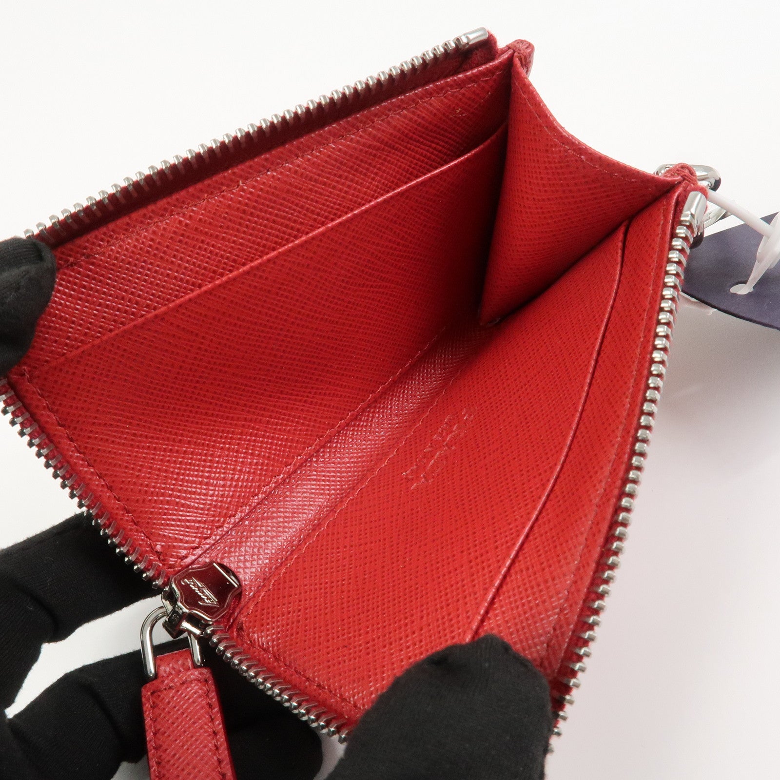 PRADA Saffiano Leather Triangle Logo Coin Case Coin Purse 2TT085