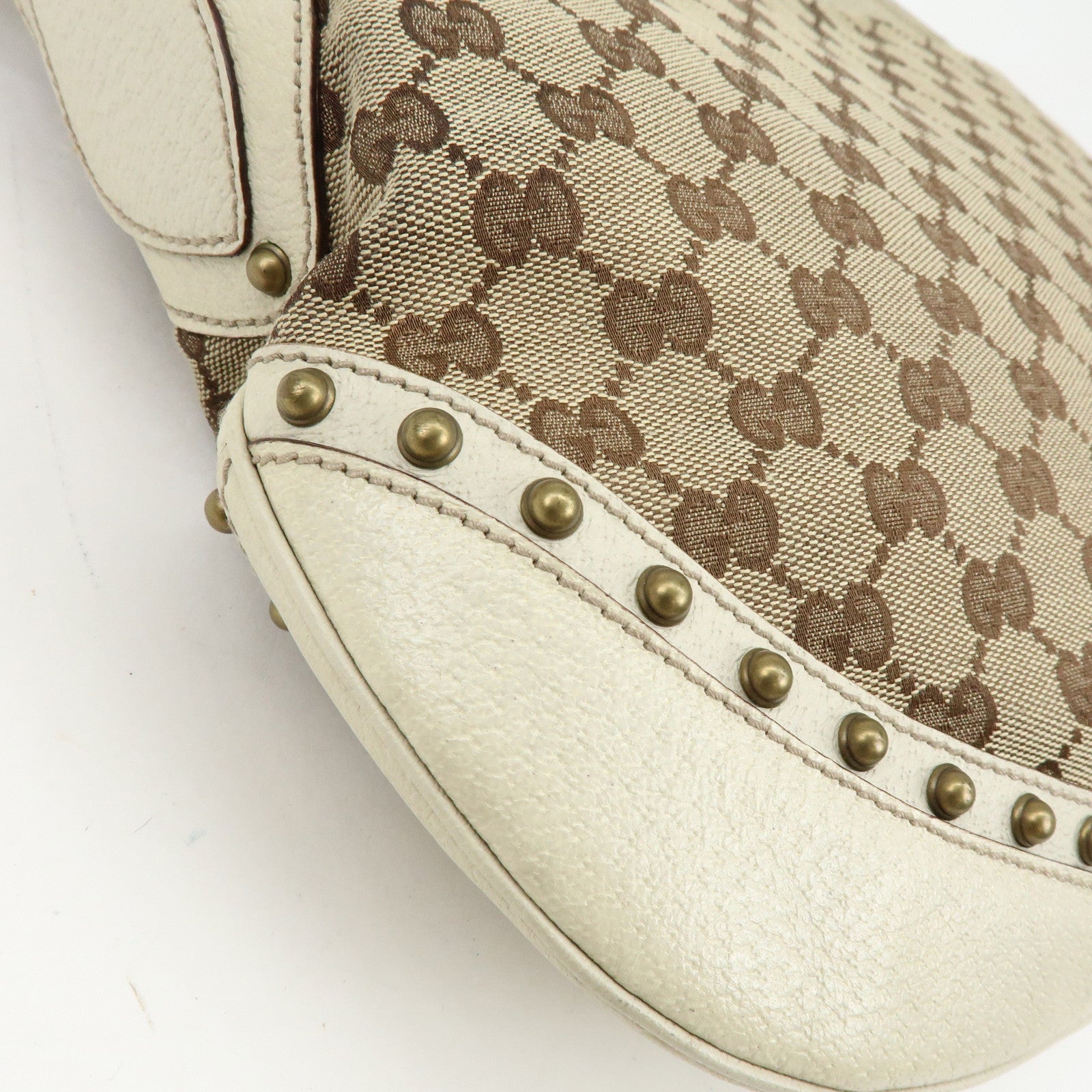 GUCCI Sherry GG Canvas Leather Shoulder Bag Beige Ivory 144011