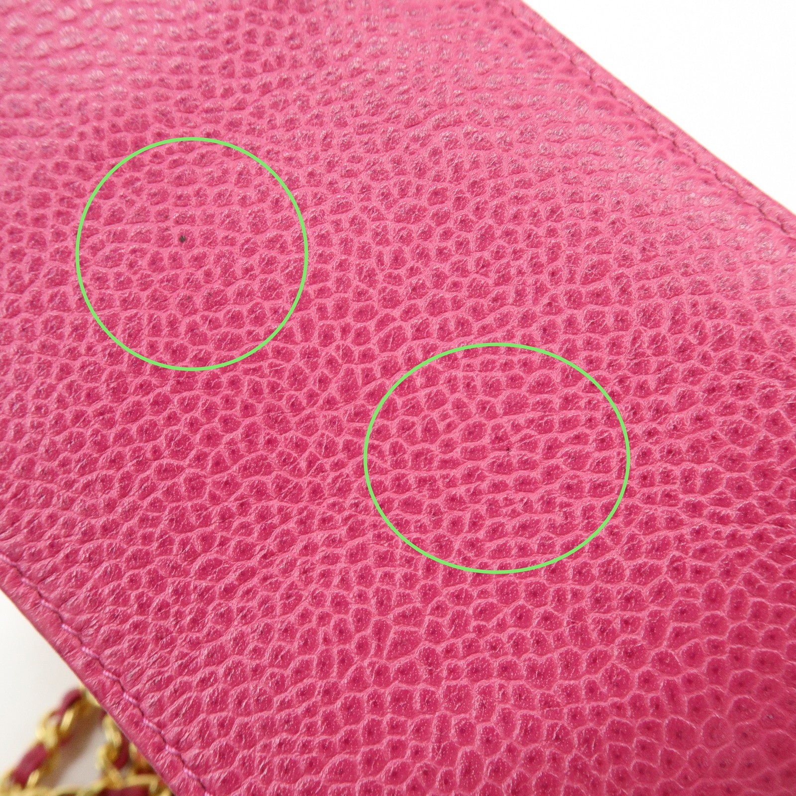 CHANEL COCO Mark Caviarskin Chain Shoulder Bag Phone Pouch Pink