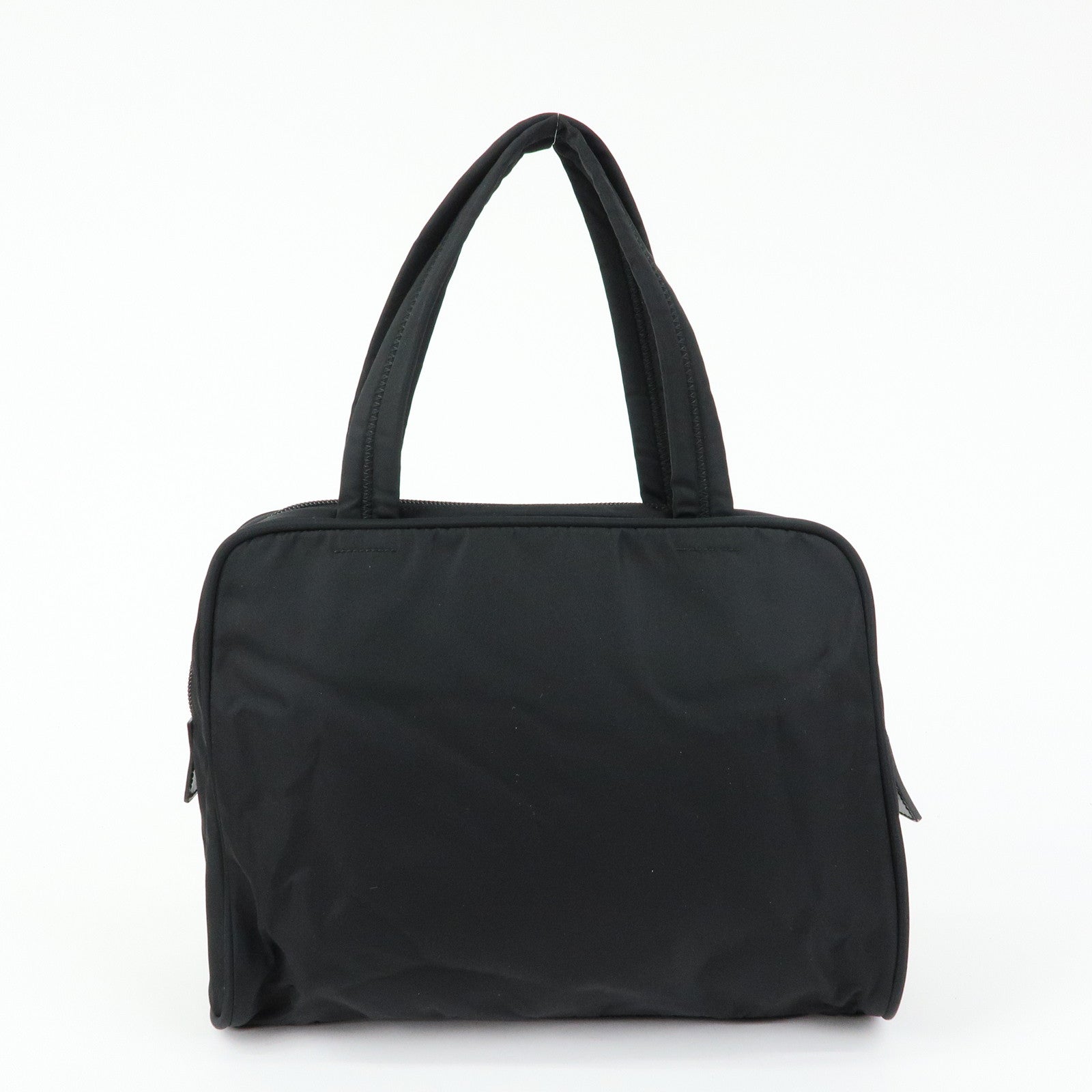 PRADA Triangle Logo Nylon Hand Bag Mini Tote Bag Black B8495