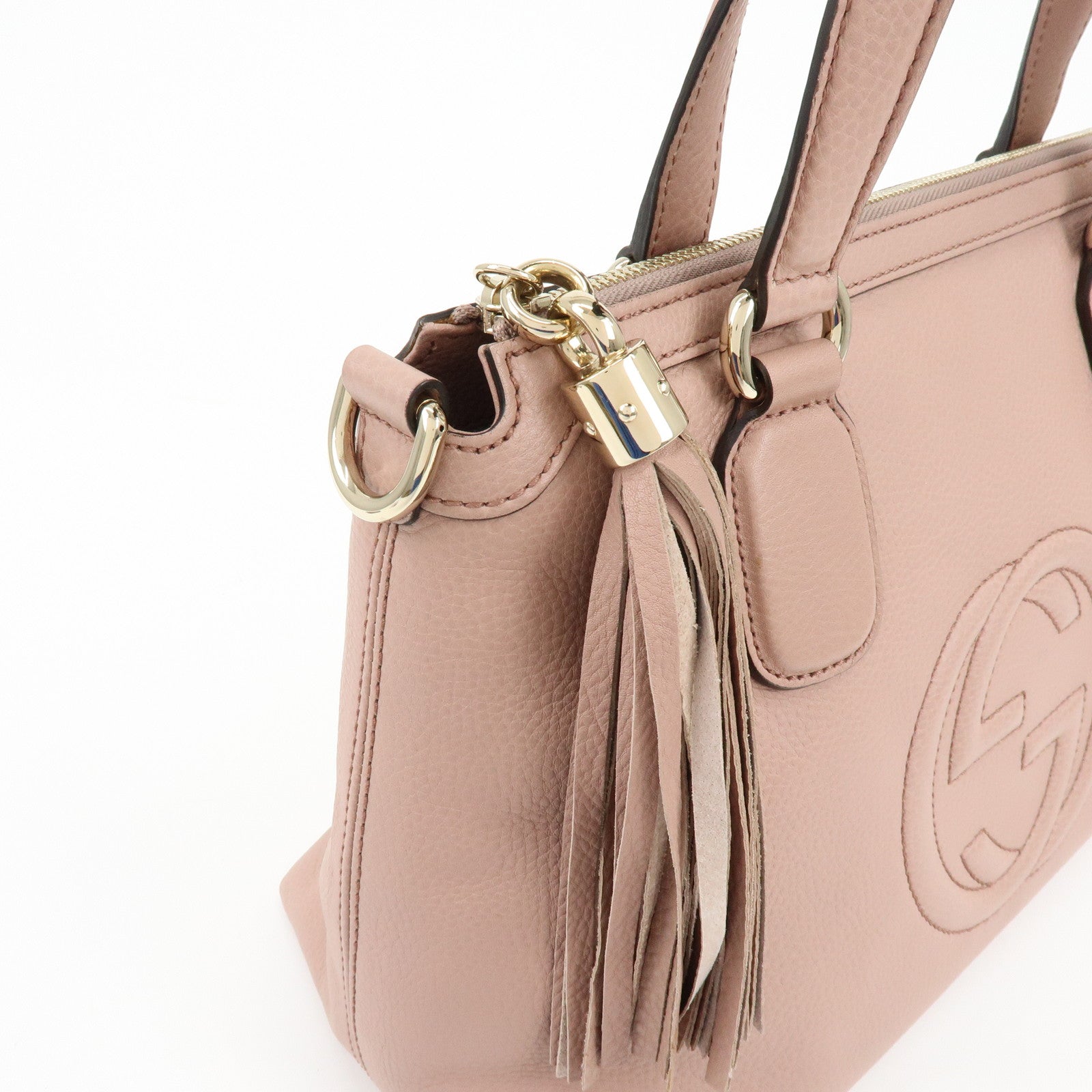 GUCCI SOHO Interlocking G Leather 2Way Hand Bag Pink 308362
