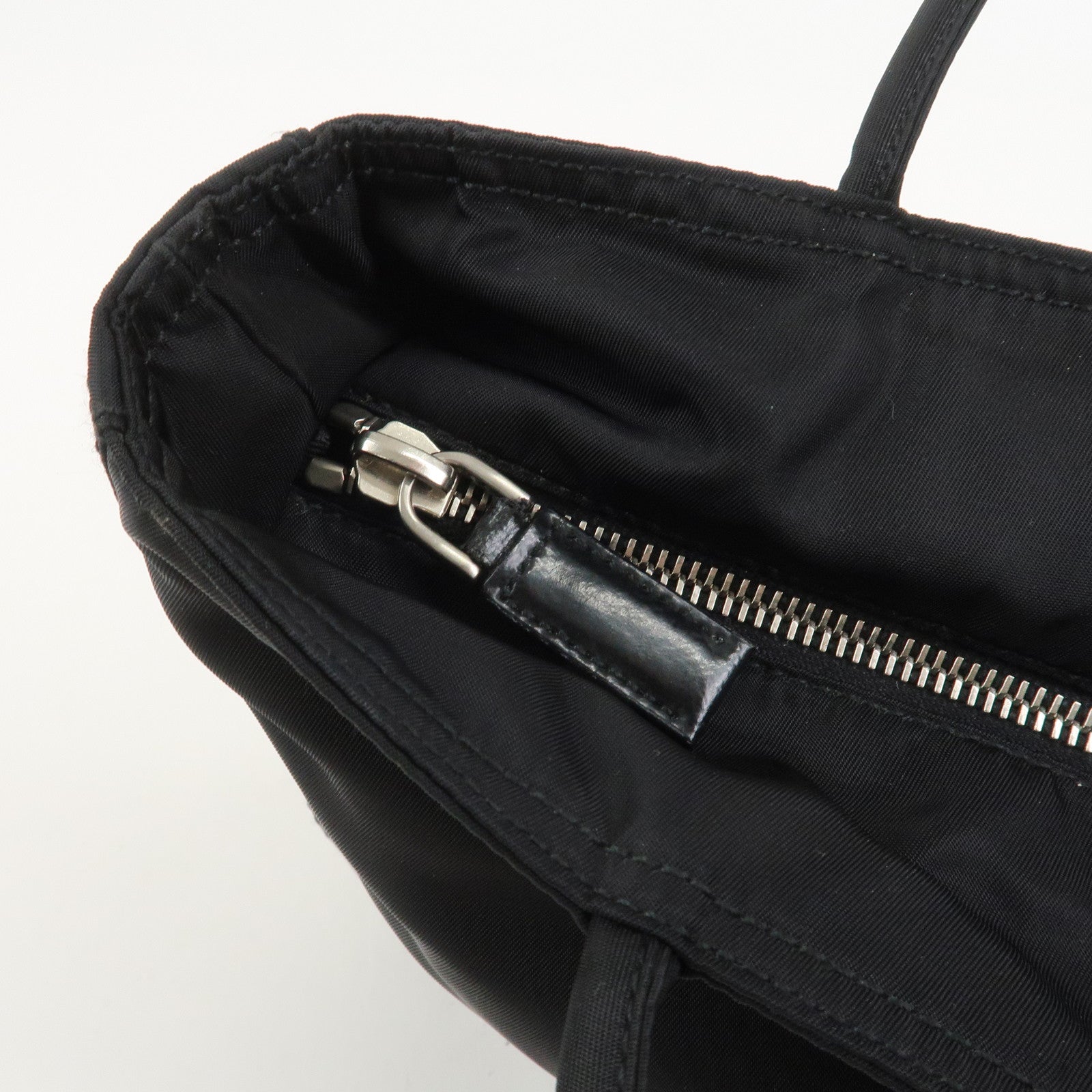 PRADA Triangle Logo Nylon Tote Bag Shoulder Bag Black