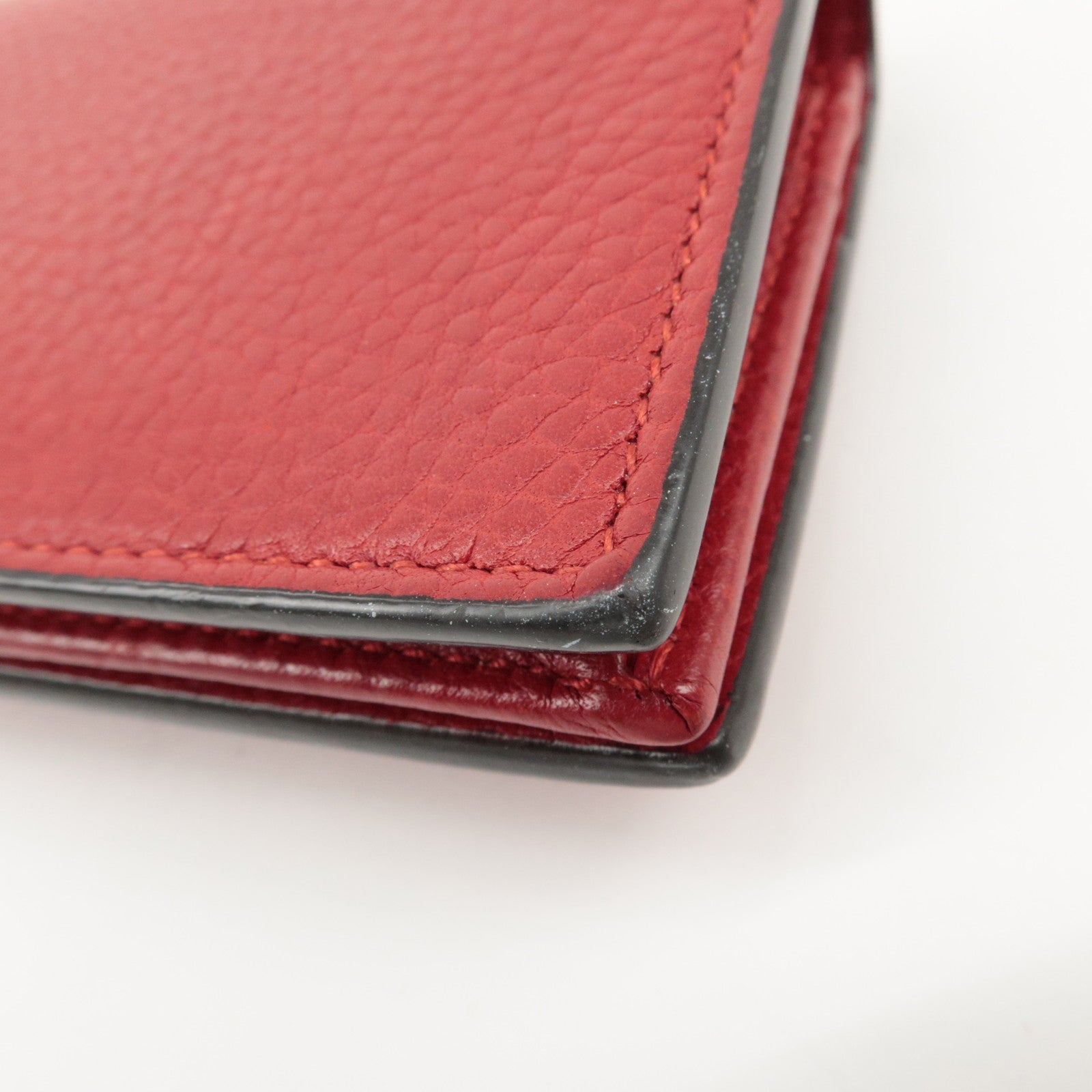 GUCCI Animalier Leather Bi-fold Compact Wallet Red 453169 Used