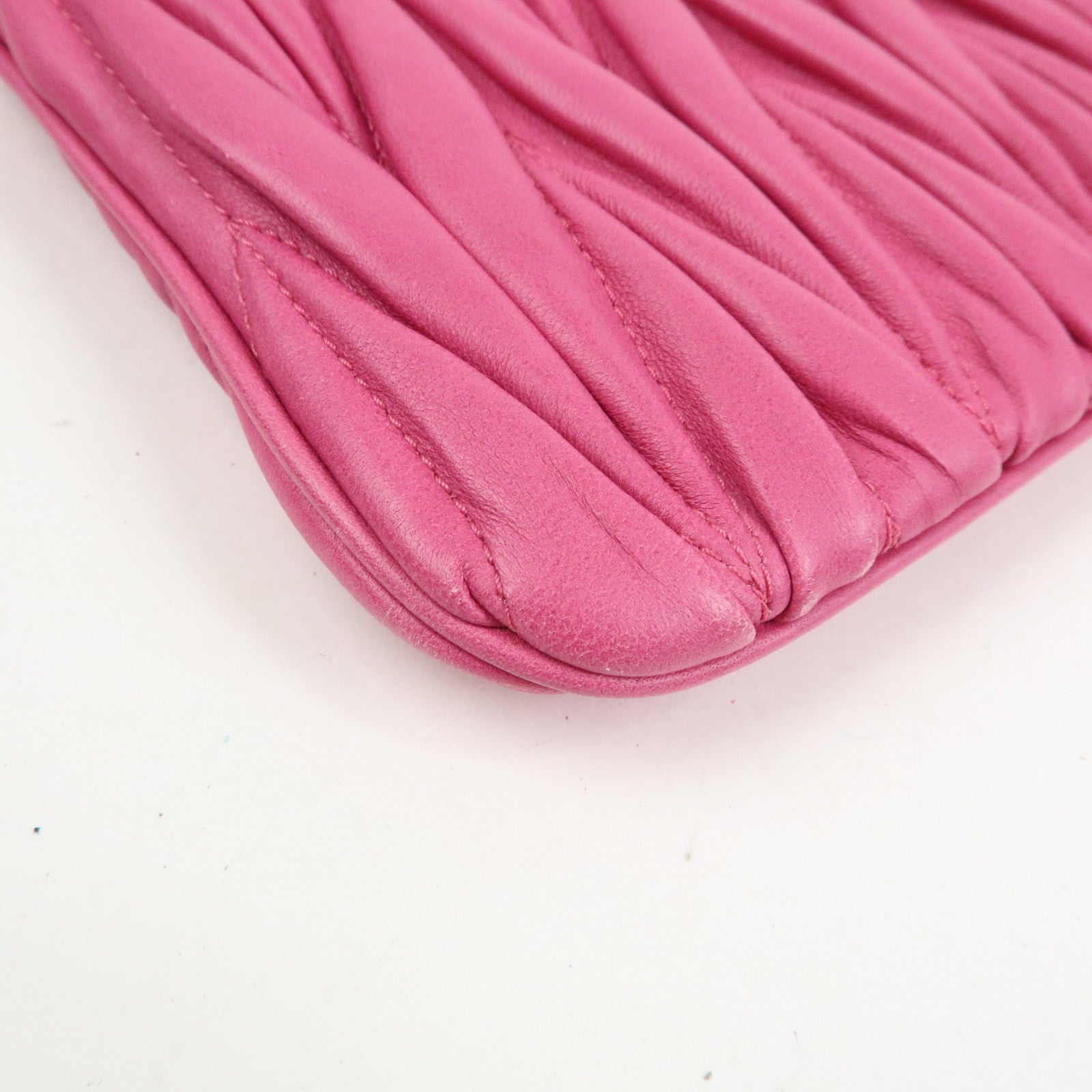 MIU MIU Matelasse Nappa Leather Clutch Bag Pouch Pink 5N1811