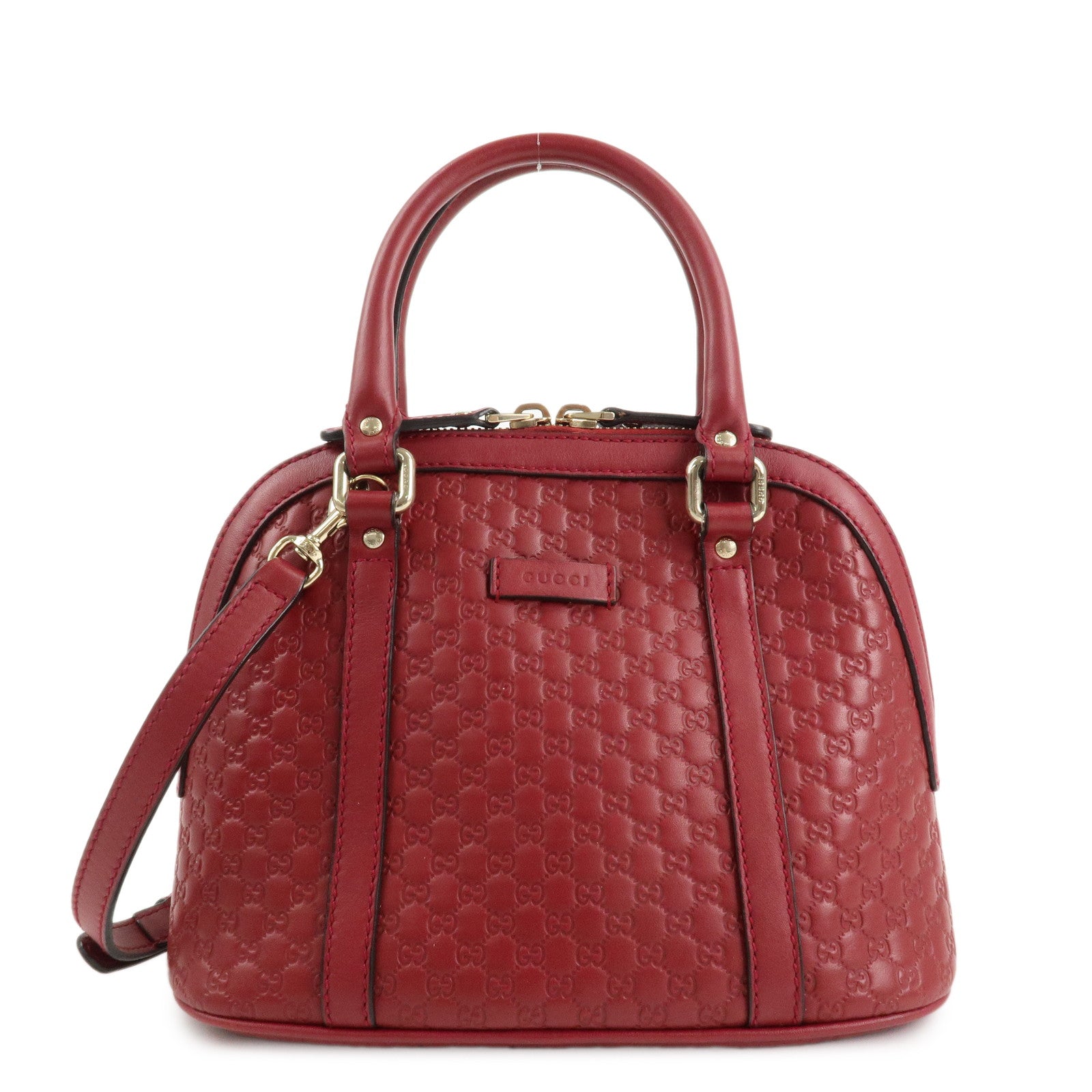 GUCCI Micro Guccissima Leather 2Way Hand Shoulder Bag Red 449654 Used