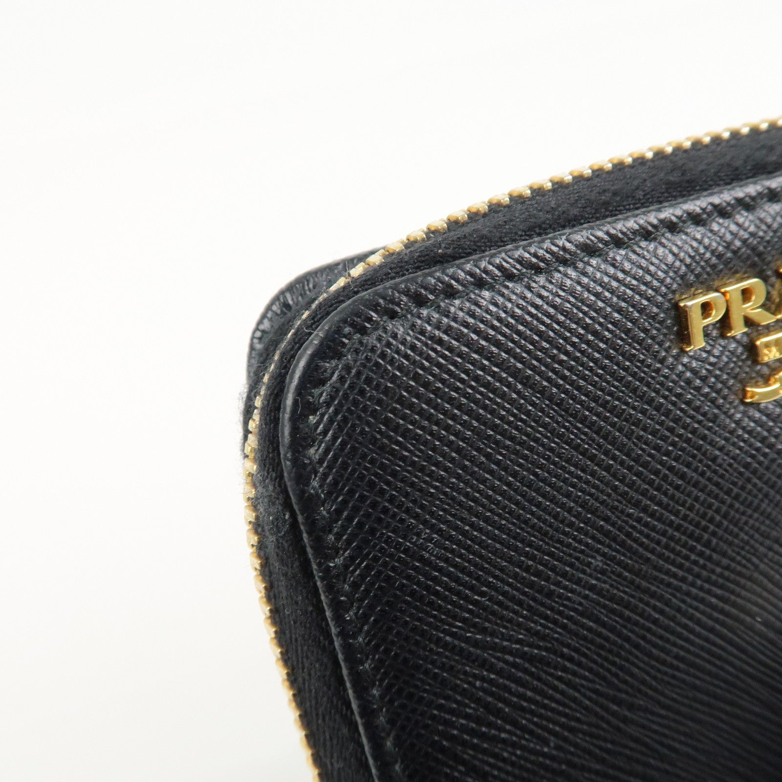 PRADA Saffiano Leather Round Zippy Bi-fold Compact Wallet 1ML522