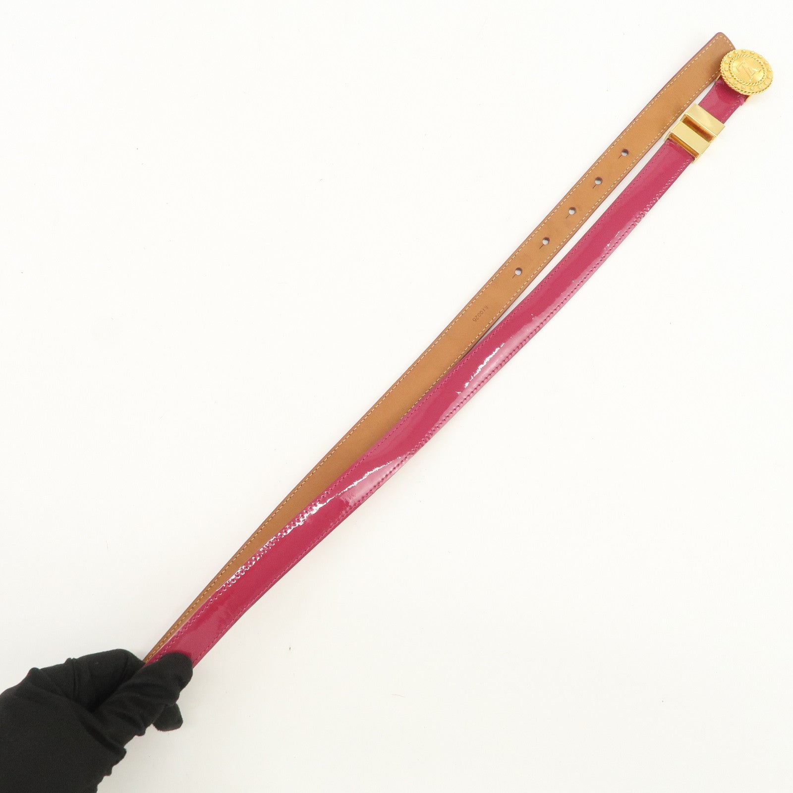 Louis Vuitton LV Stamp Vernis Leather Ceinture Belt Pink