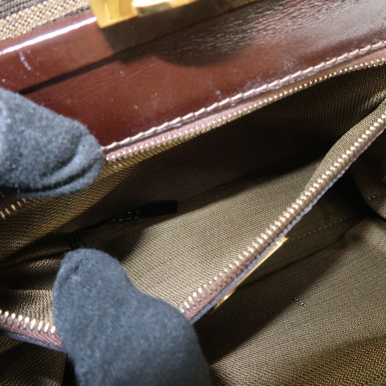 FENDI Zucca Canvas Leather Shoulder Bag Hand Bag Brown Black