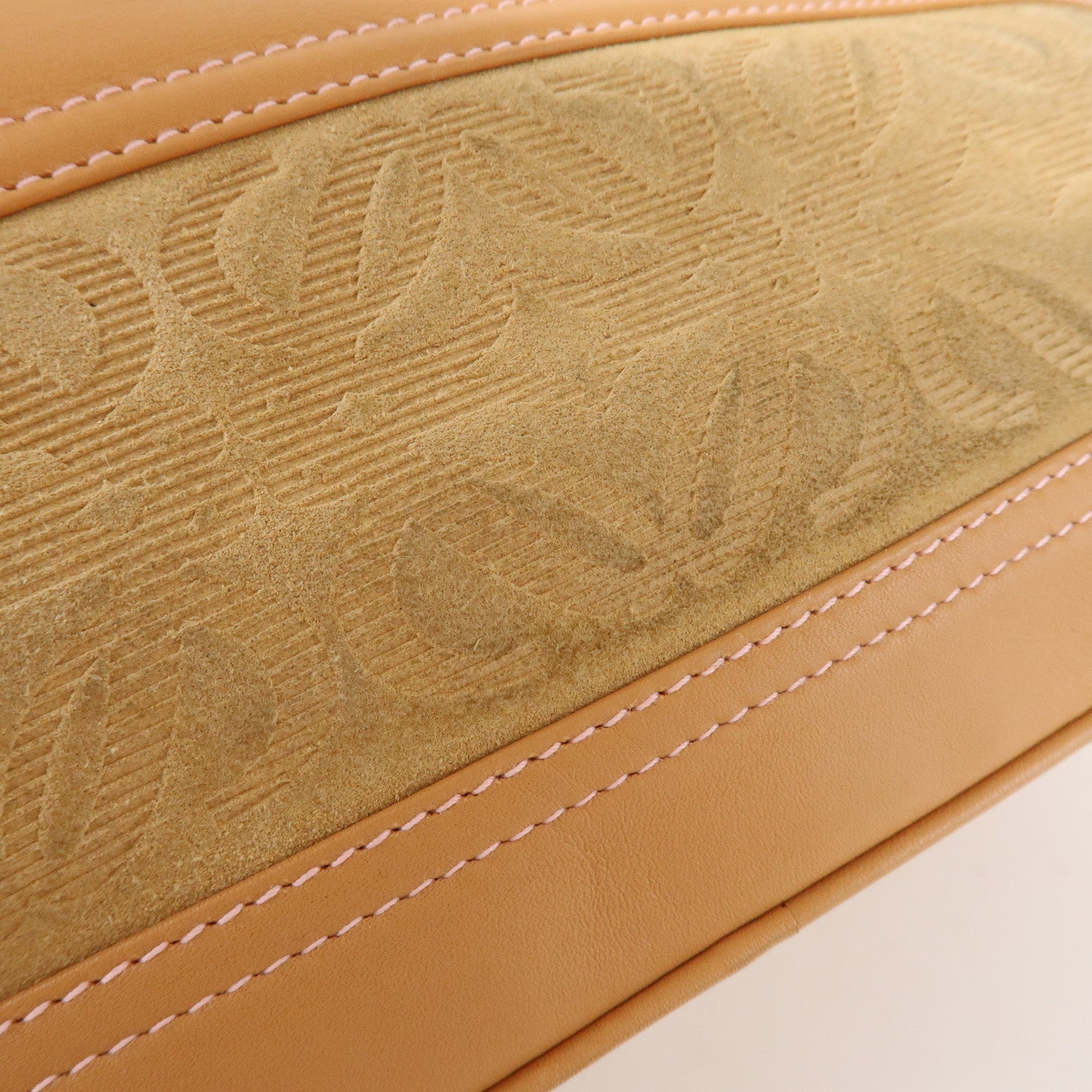 LOEWE Logo Suede Leather Hand Bag Mini Tote Bag Light Brown Beige