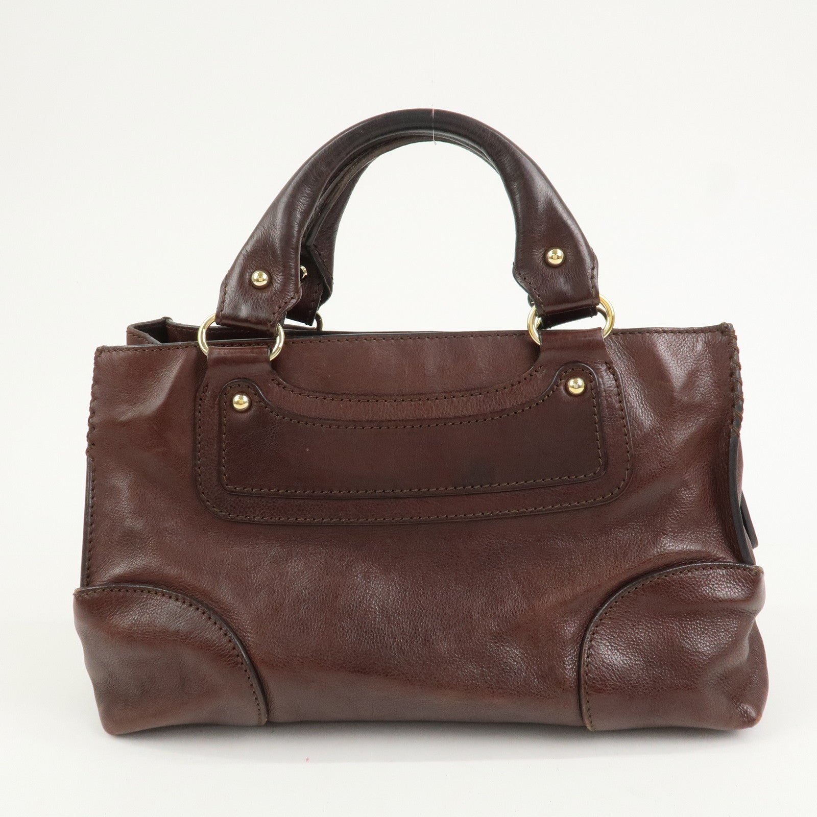 CELINE Logo Leather Boogie Bag Hand Bag Tote Bag Brown