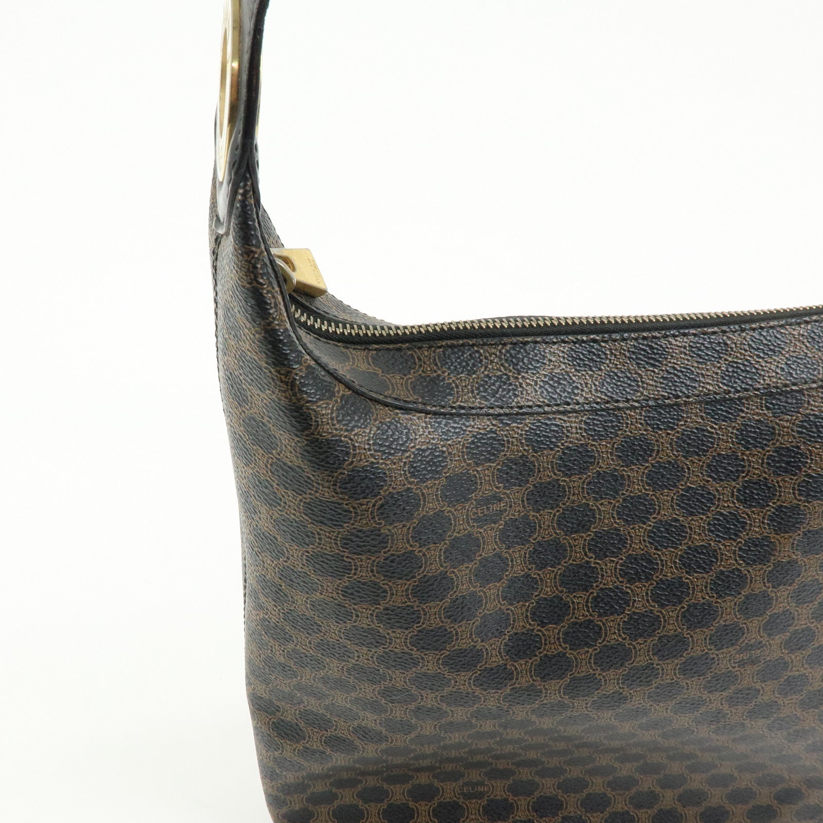 CELINE Macadam PVC Leather Shoulder Bag Crossbody Bag Black Brown
