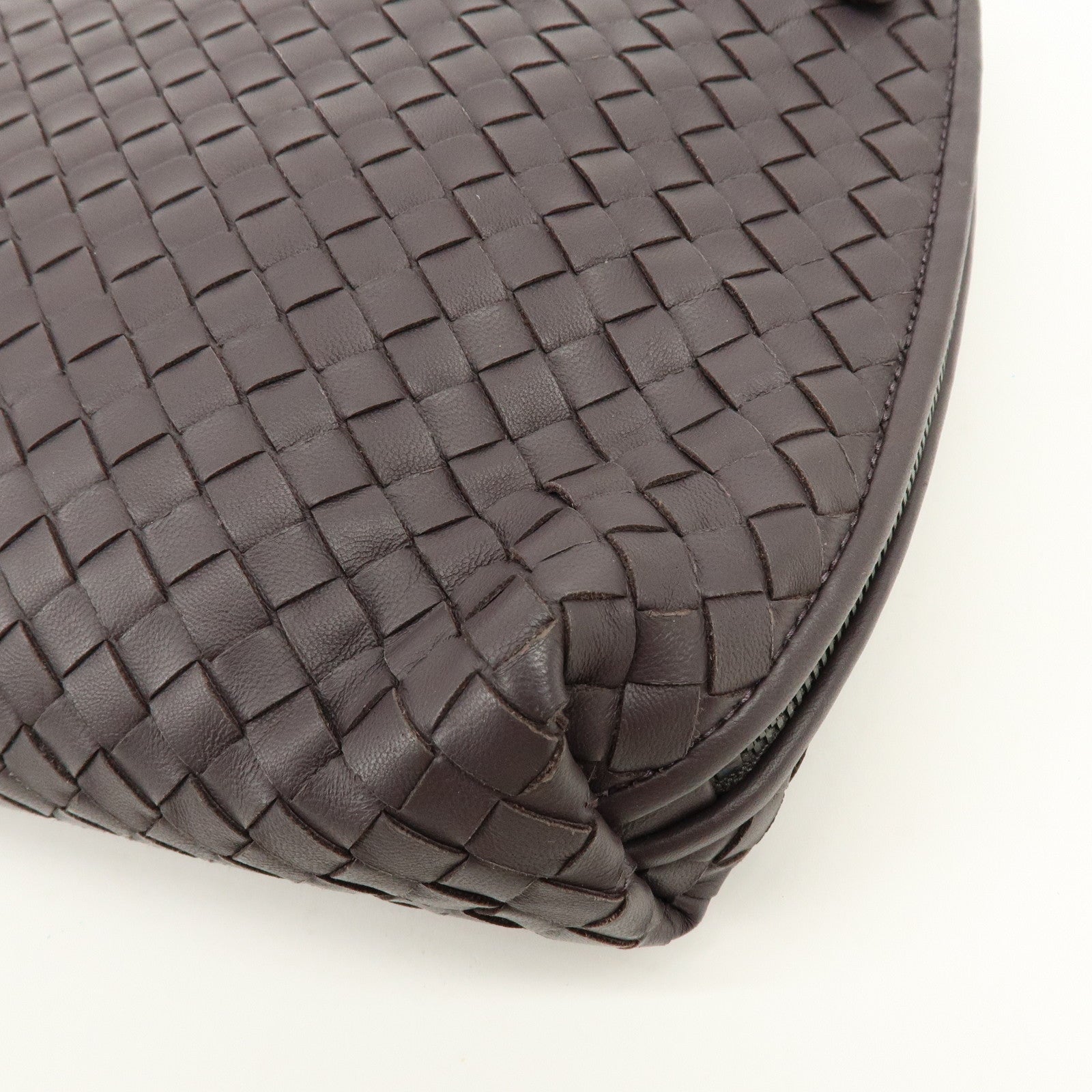 BOTTEGA VENETA Intrecciato Leather Shoulder Bag Brown 245355