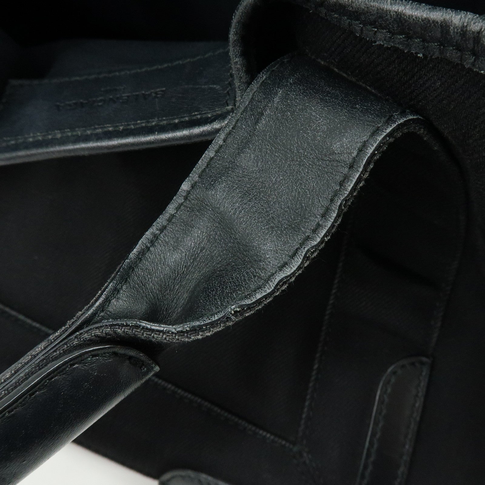 BALENCIAGA Navy Cabas Small Canvas Leather Tote Bag Black 339933