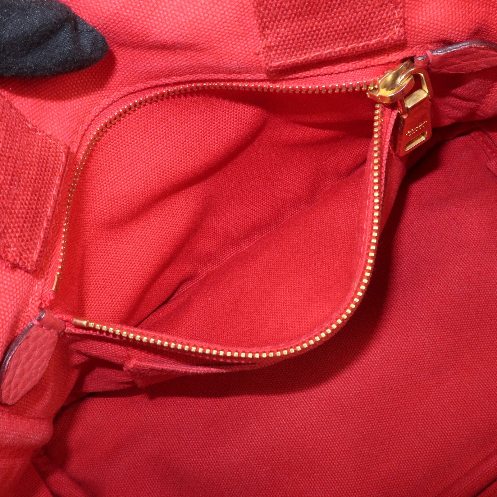 PRADA Logo Canapa Mini Canvas Hand Bag Tote Bag Red BN2439
