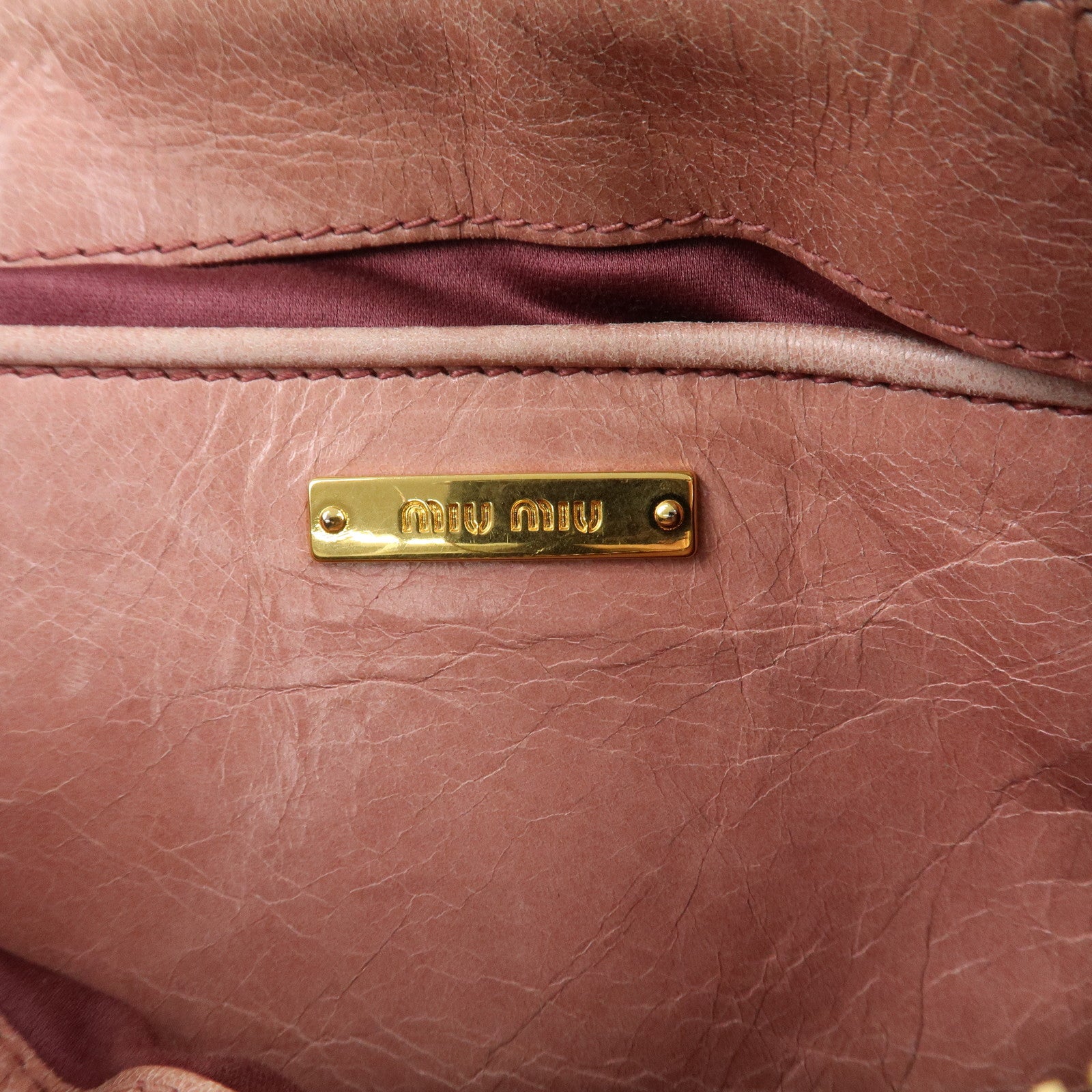 MIU MIU Leather 2Way Bag Shoulder Bag Hand Bag Pink Used