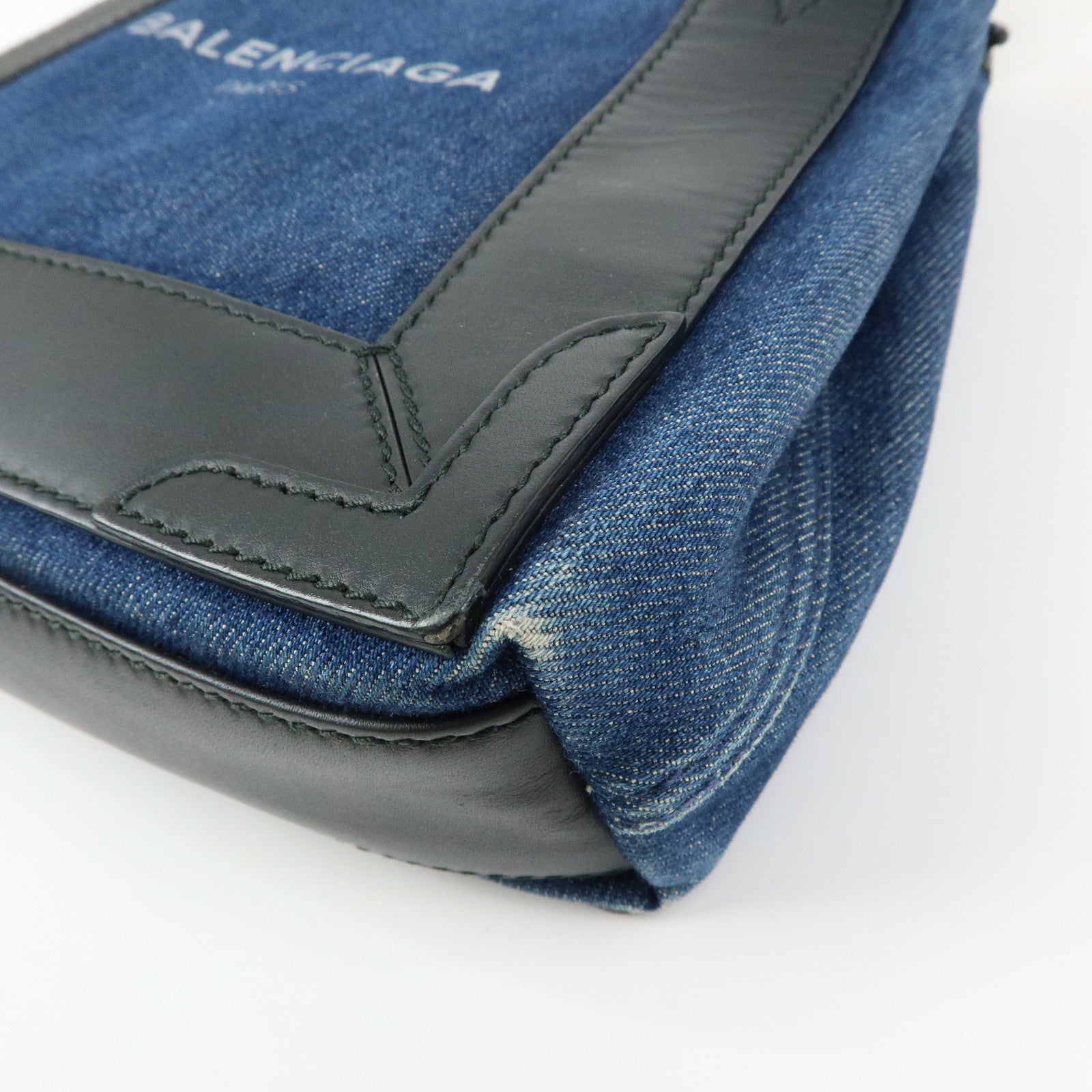 BALENCIAGA Baby Cabas Denim 2Way Bag Hand Shoulder Bag Blue Black