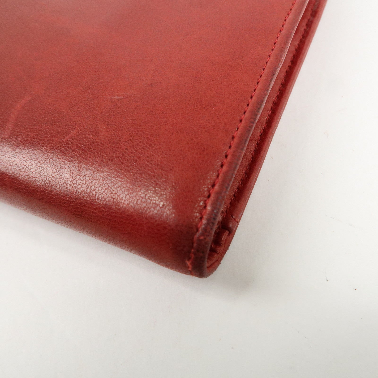 CHANEL COCO Mark Caviarskin Bi-fold Wallet Red A01429 Used