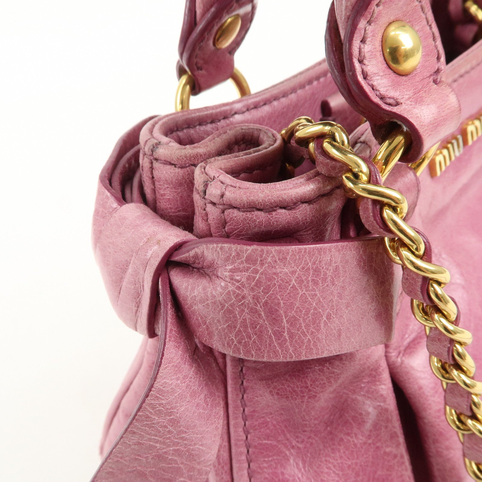 MIU MIU Leather Side Ribbon 2Way Bag Hand Bag Shoulder Bag