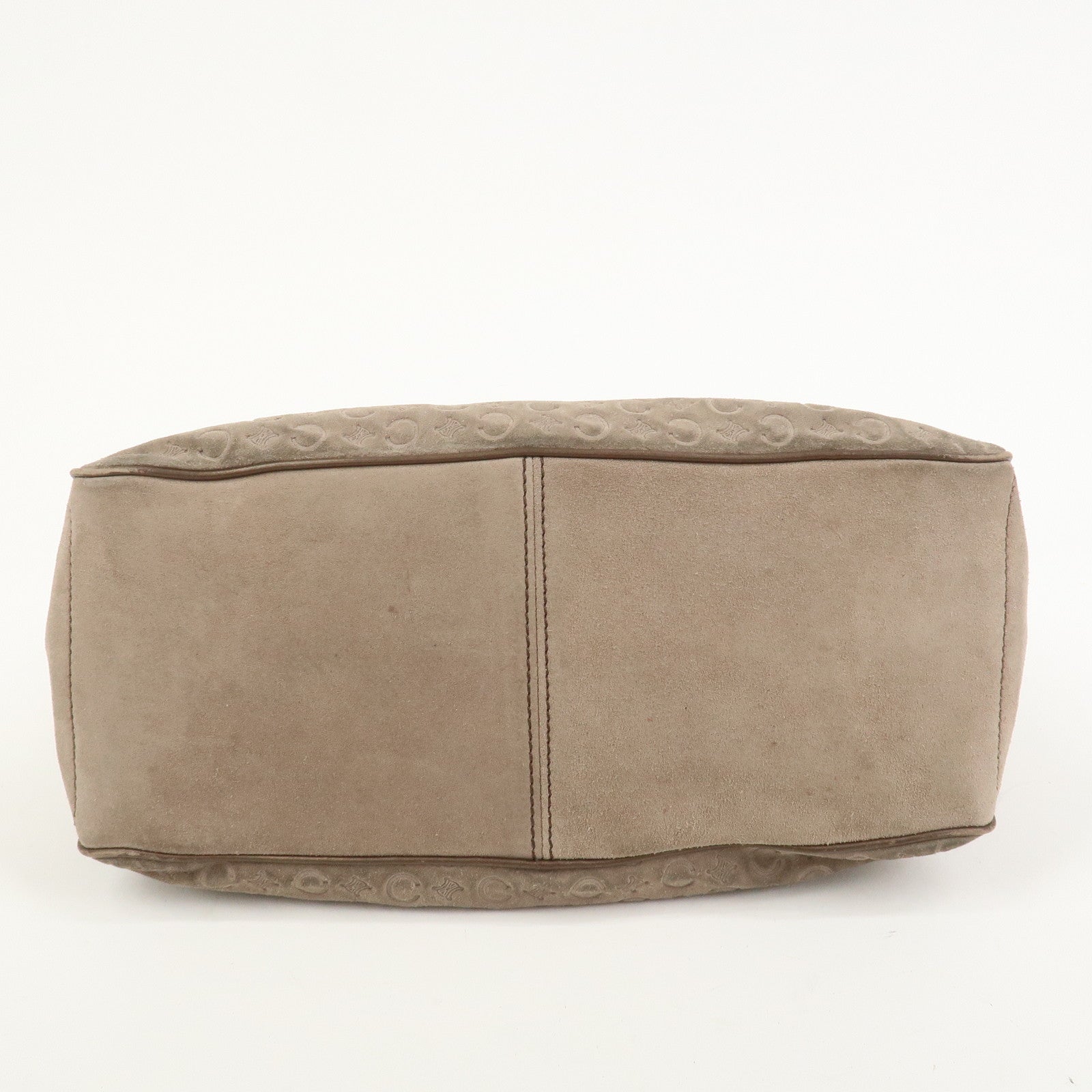 CELINE C Macadam Suede Leather Boogie Bag Hand Bag Beige Brown