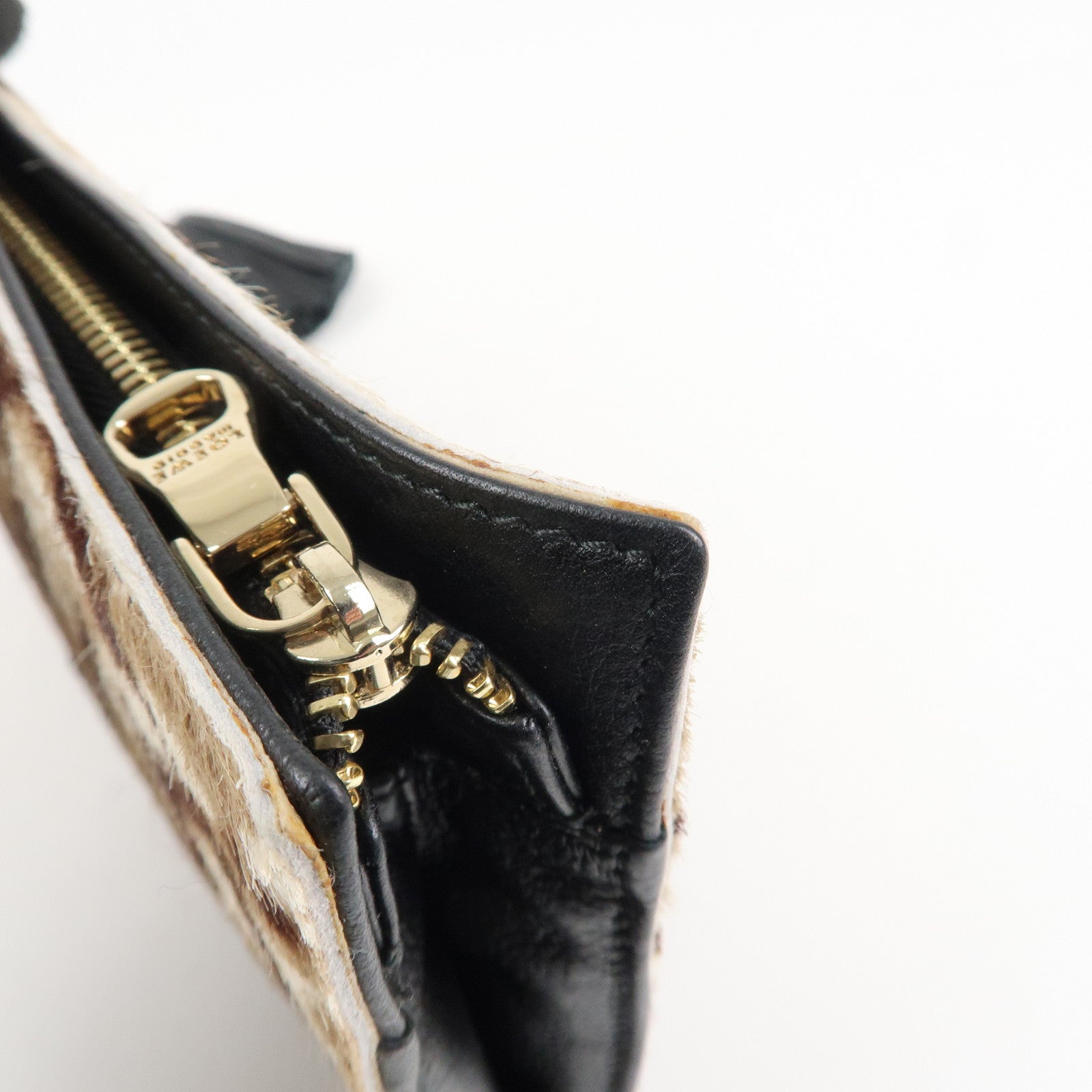 LOEWE Unborn Calf Leather Clutch Bag Pouch Brown Used