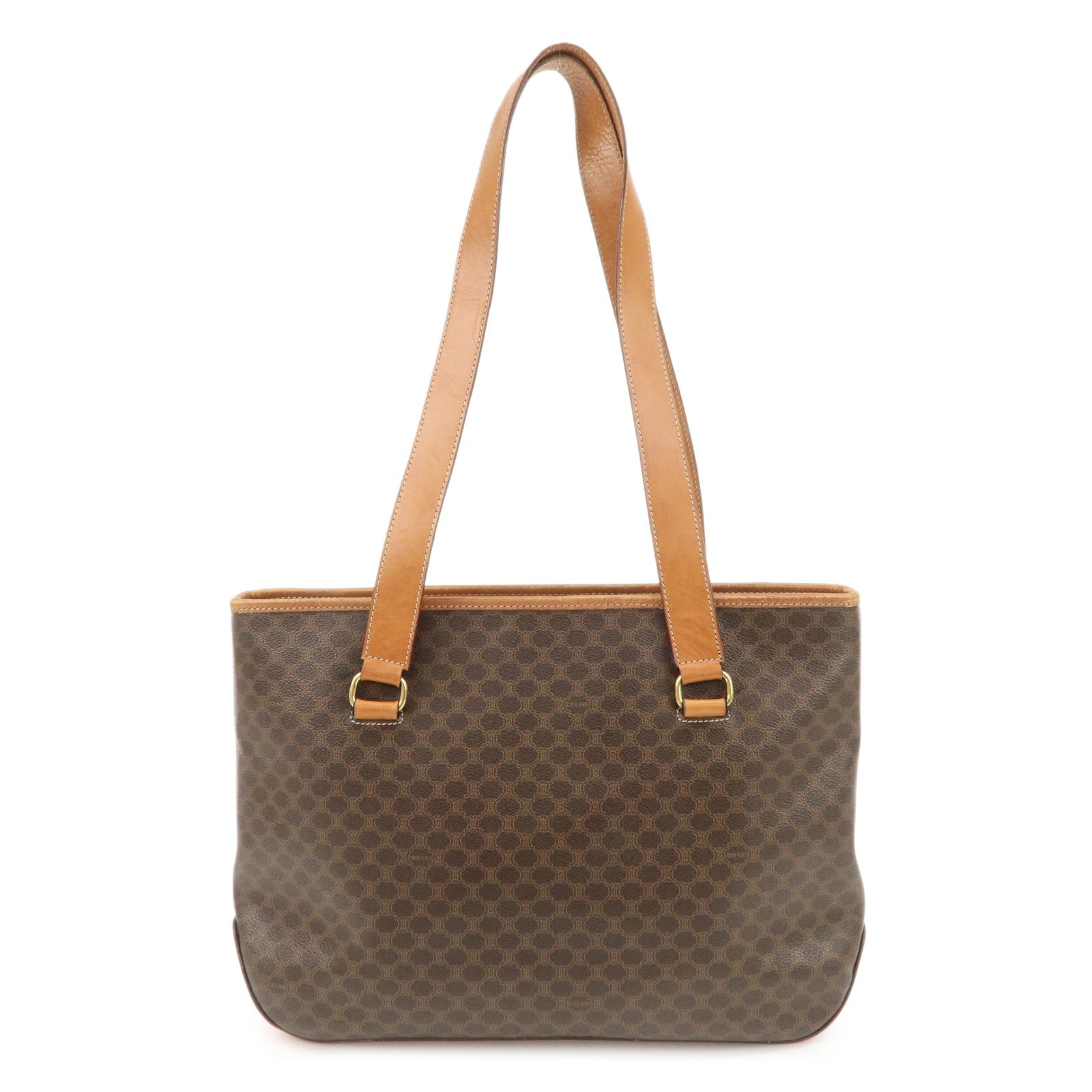 CELINE Macadam Logo Tote Bag Shoulder Bag Brown Gold