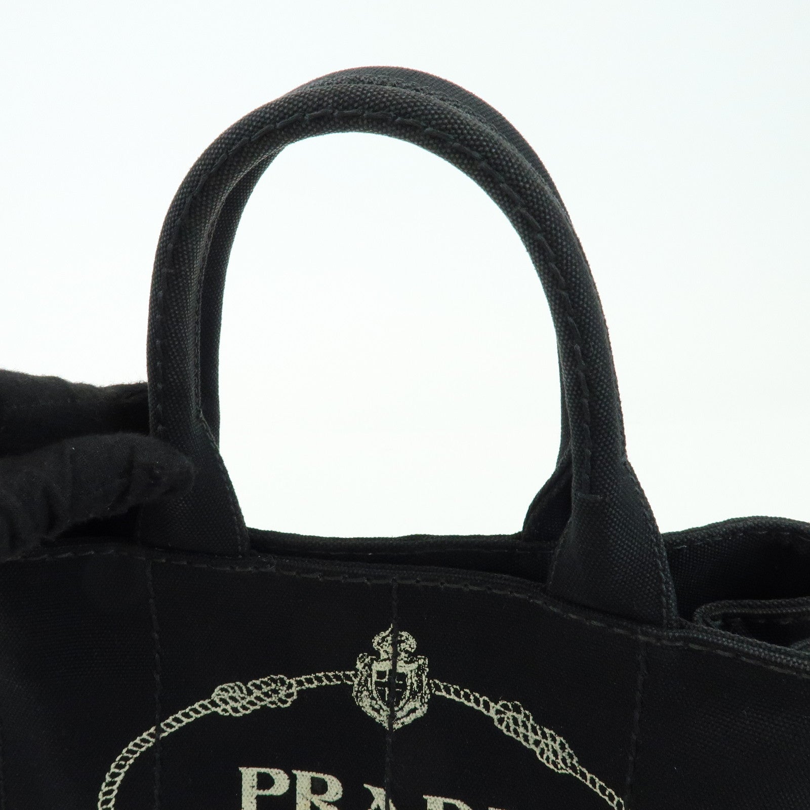 PRADA Triangle Logo Canapa Mini Canvas 2Way Hand Bag Black 1BG439