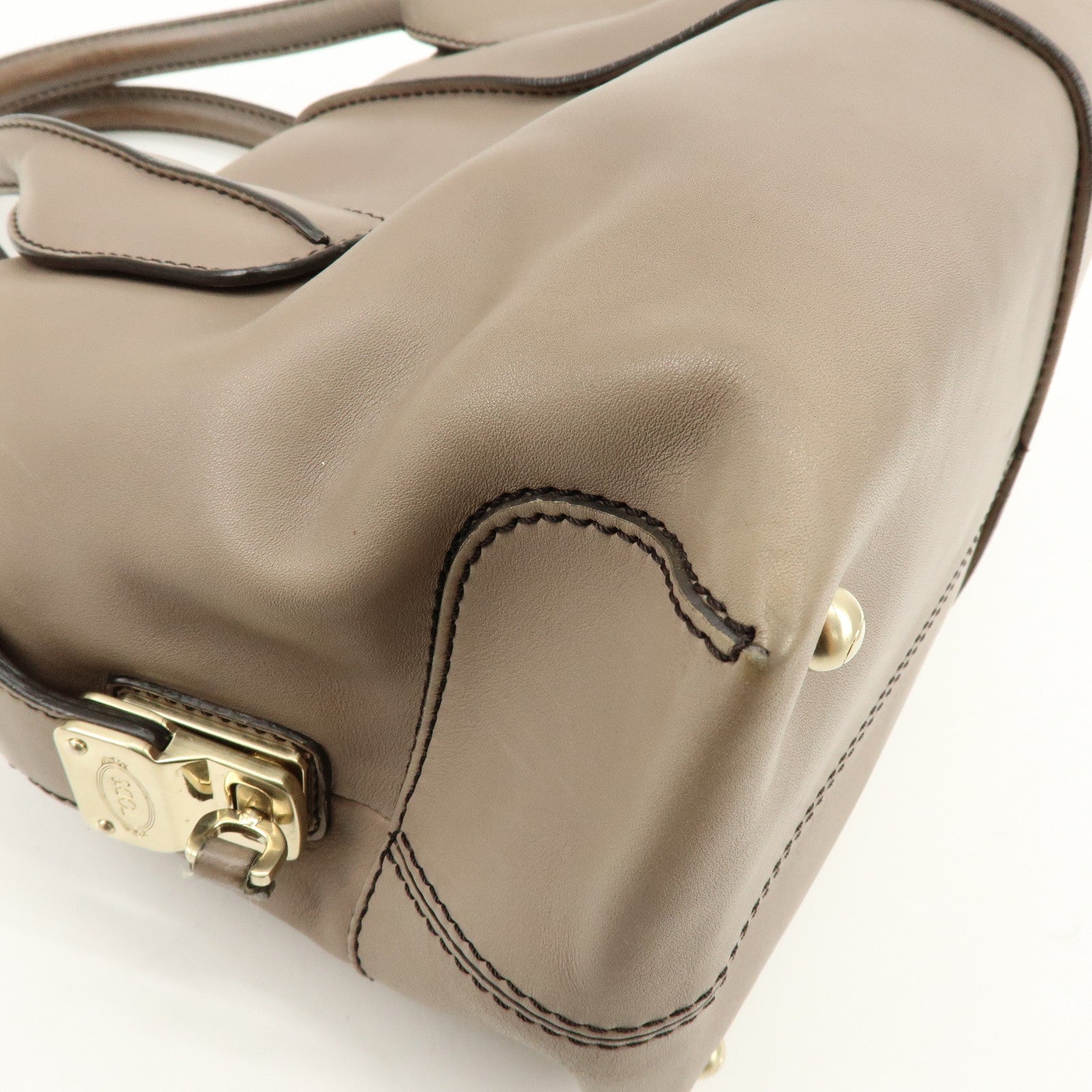 TOD'S D Styling Leather 2Way Bag Hand Bag Shoulder Bag Gray