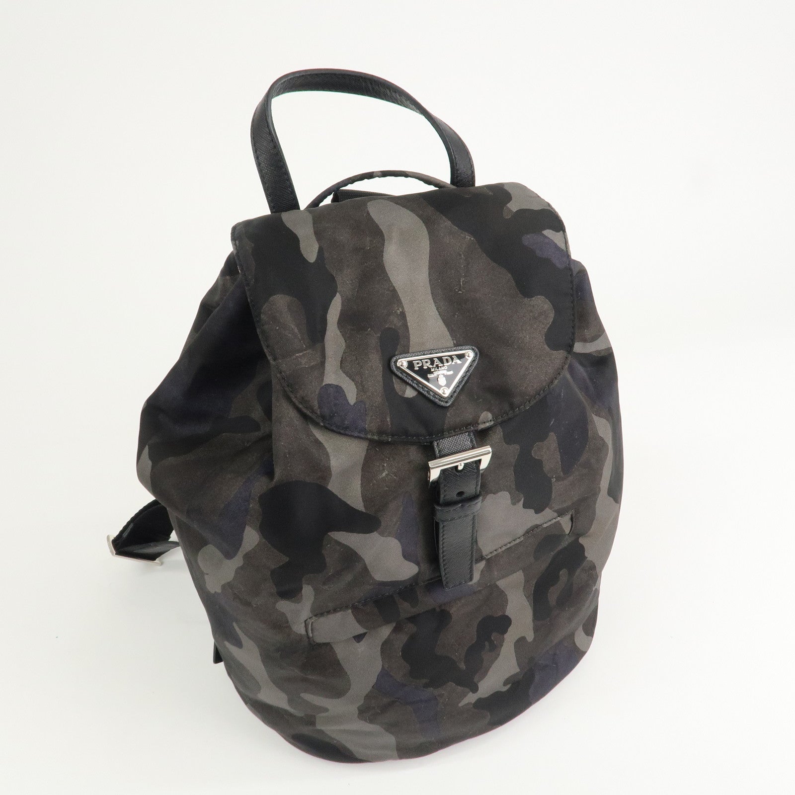 PRADA Triangle Logo Nylon Camouflage Backpack Ruck Sack BZ0032